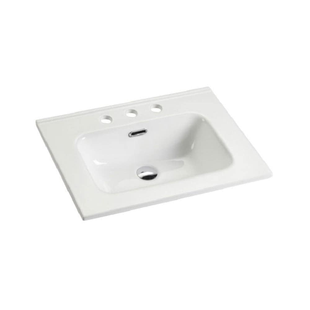 Boyel Living BL-AH-63522 Integrated white ceramic basin with three predrilled faucet holes drain assembly not included