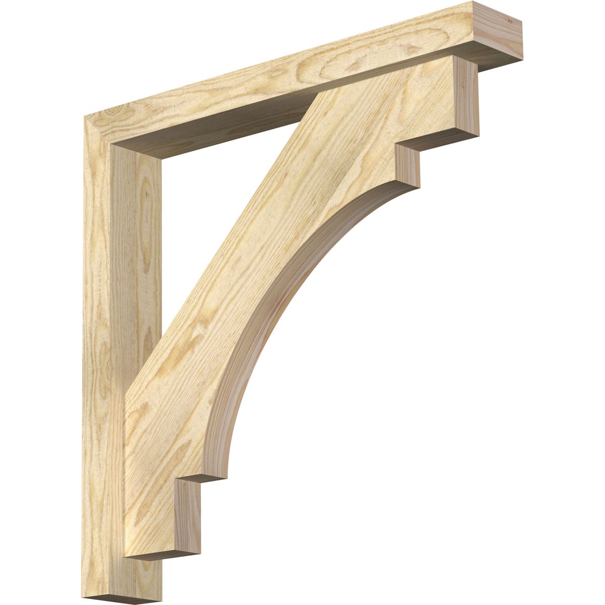 Ekena Millwork 1463226 Merced Block Rough Sawn Bracket with Offset Brace 4-in x 26-in x 26-in Douglas fir Brown Wood Standard bracket