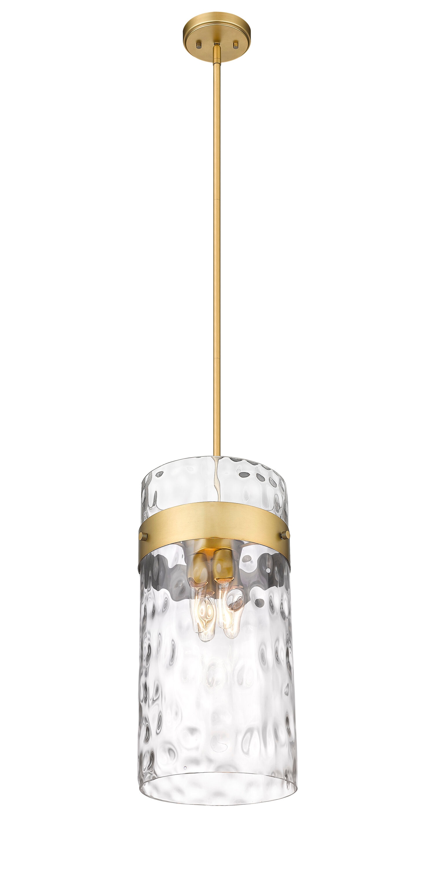 Fontaine Transitional Indoor/Outdoor Rubbed Brass and Glass Pendant