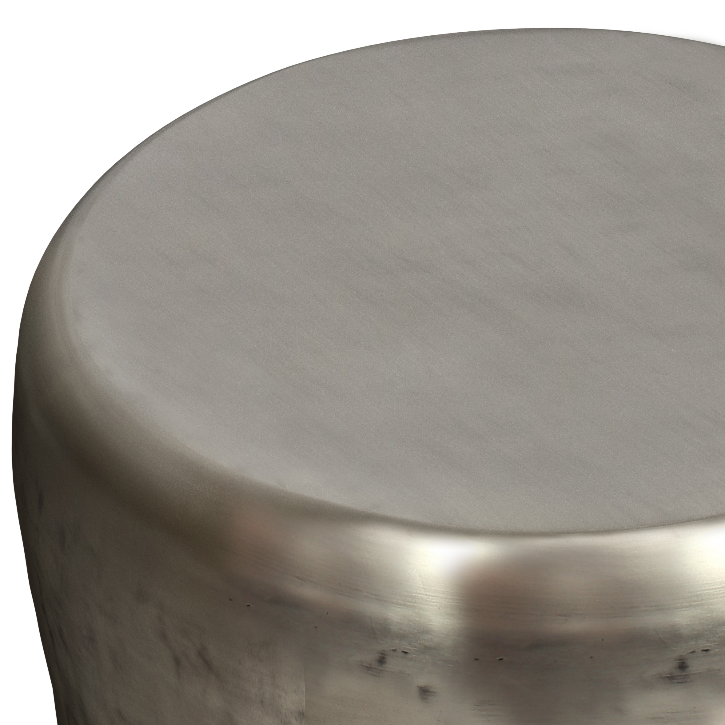Antique Silver 20" Metal Drum Side Table