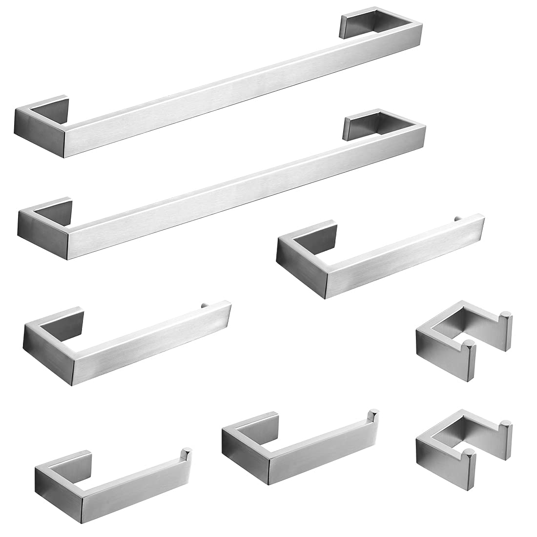 Aoibox  8 Piece Brushed Nickel Bathroom Hardware Set Stainless Steel Wall Mounted Accessories Steel Bathroom