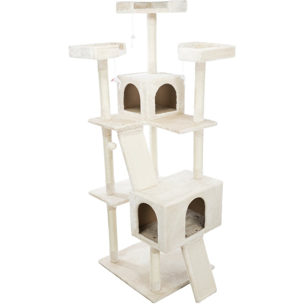 Celeste Plush 4 Level Cat Tree  Sisal Scratching Posts Condo Cat Toy Cream