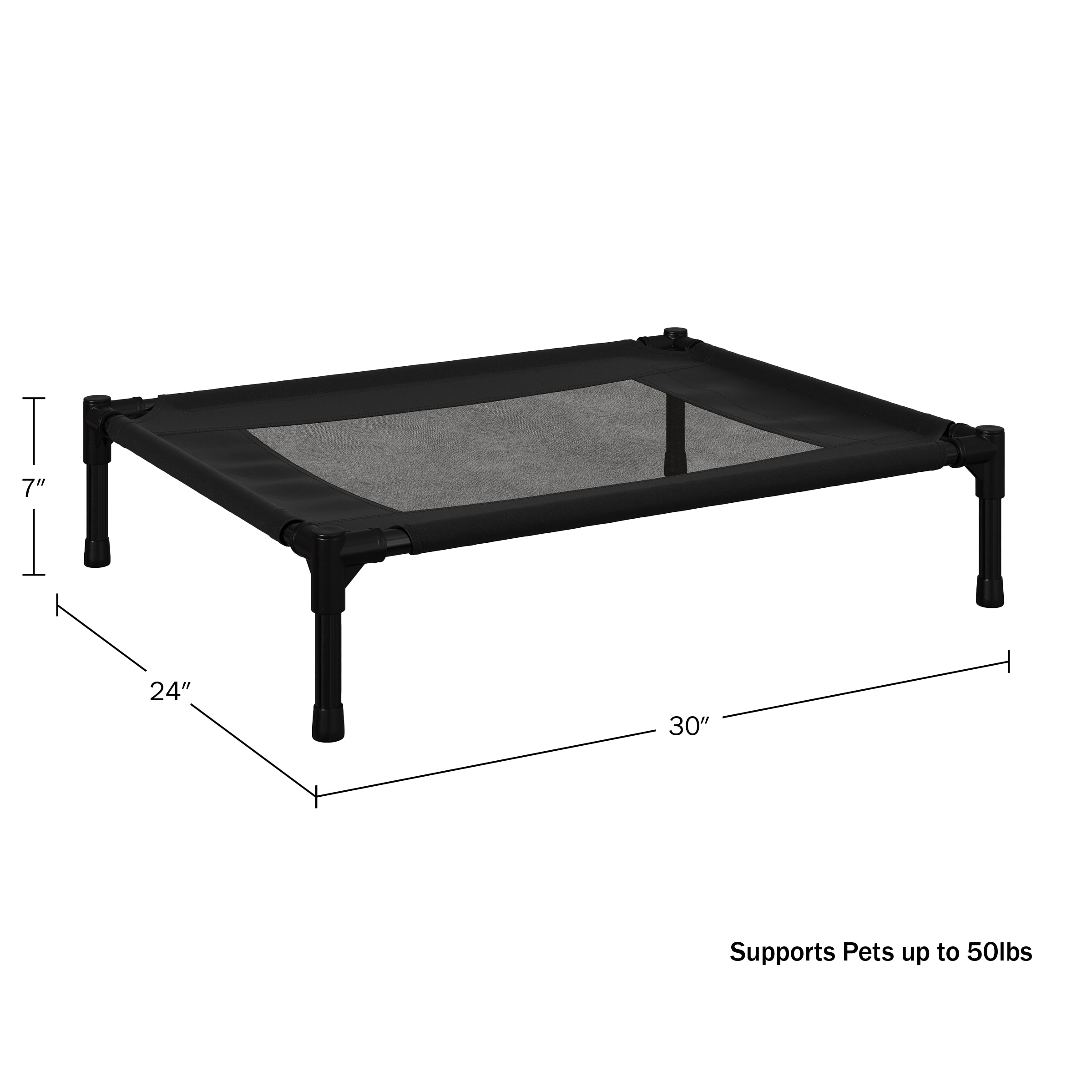 Medium Black Elevated Waterproof Outdoor Dog Bed