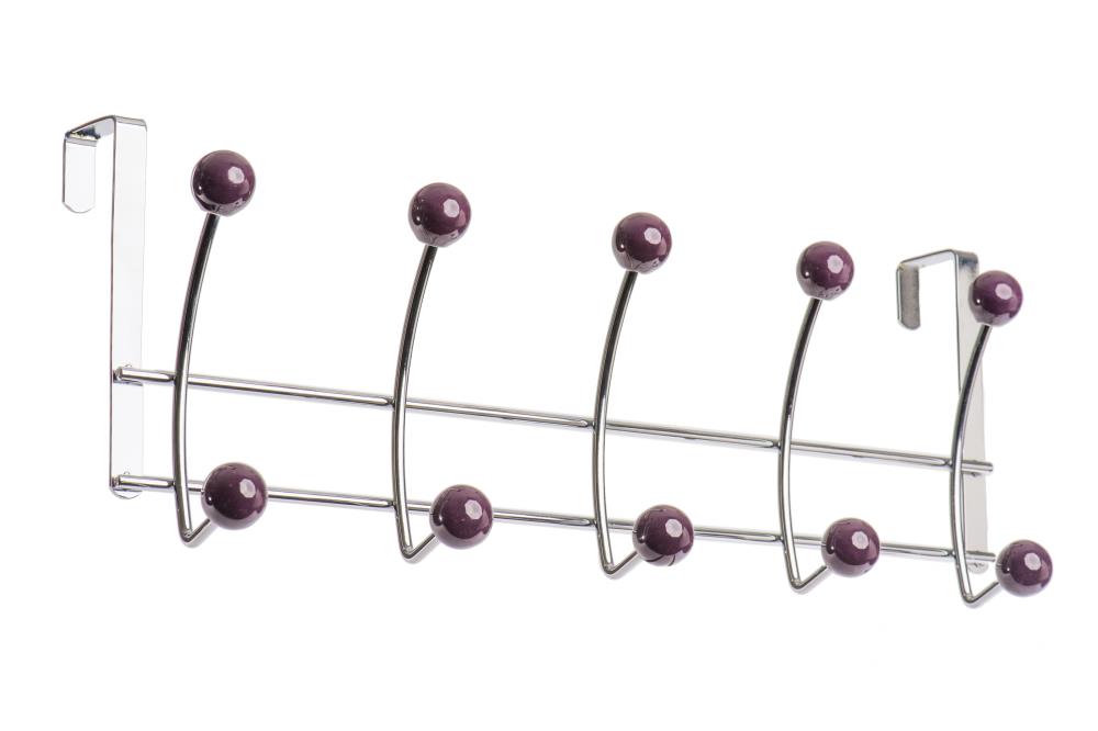Elegant Home Fashions OTD-3818 Line Plum and Chrome 10 -Hook Over the door Towel Hook