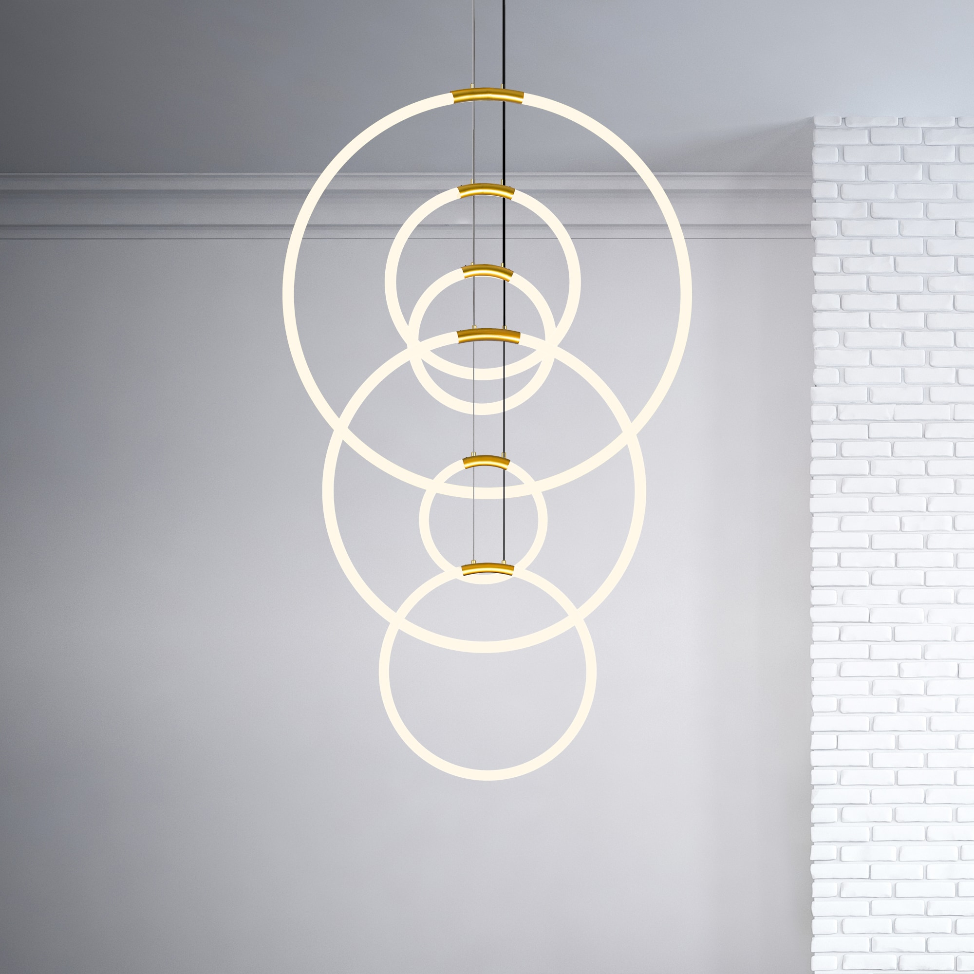 CWI Lighting 1273P35-6-602-R Hoops 6 -Light Multiple finishes Gold Modern/contemporary Integrated LED For Use in Bathrooms, Bedrooms, Dining Rooms, Foyers, Kitchens, Living Rooms Chandelier