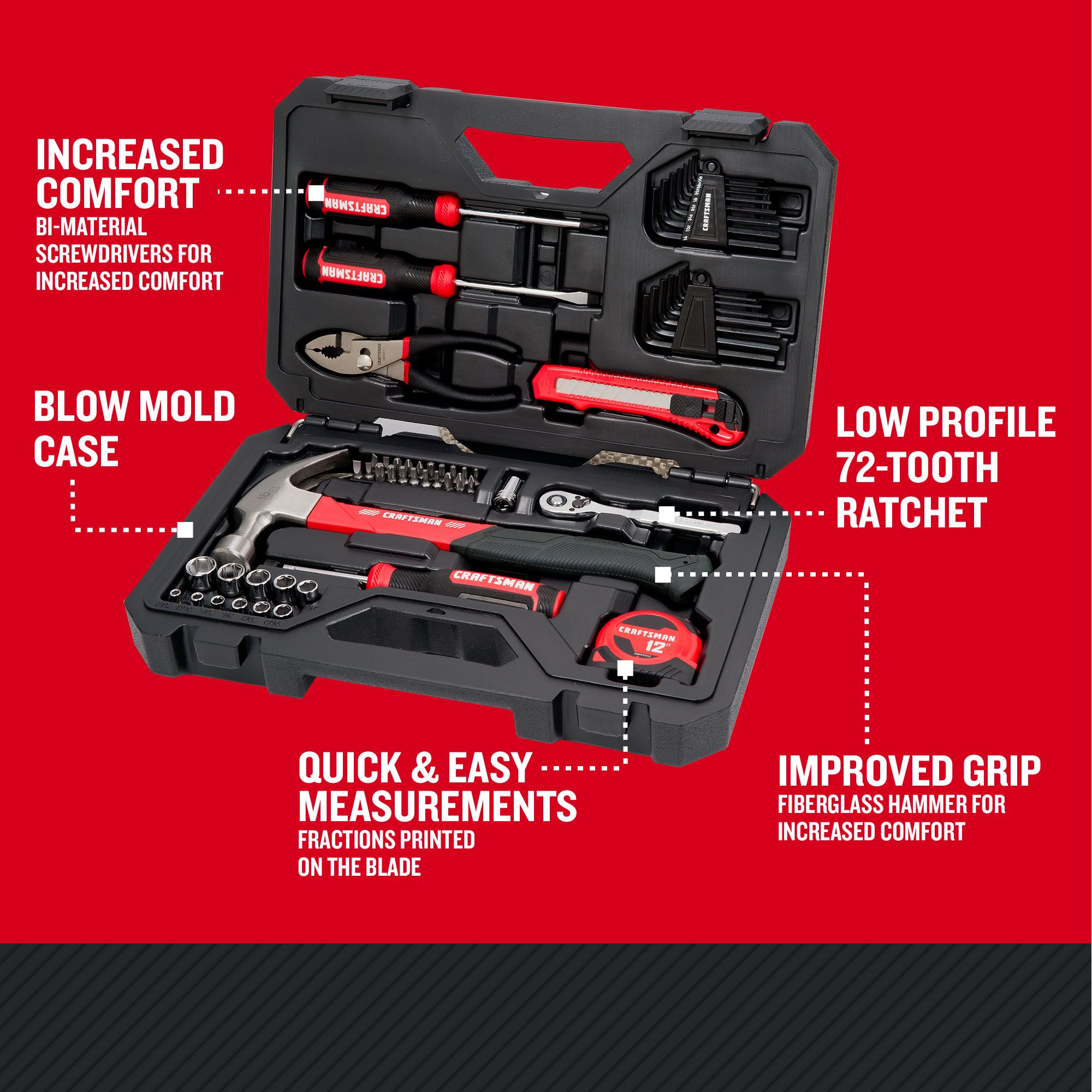 CRAFTSMAN 57-Piece Standard (SAE) Polished Chrome Mechanics Tool Set ...