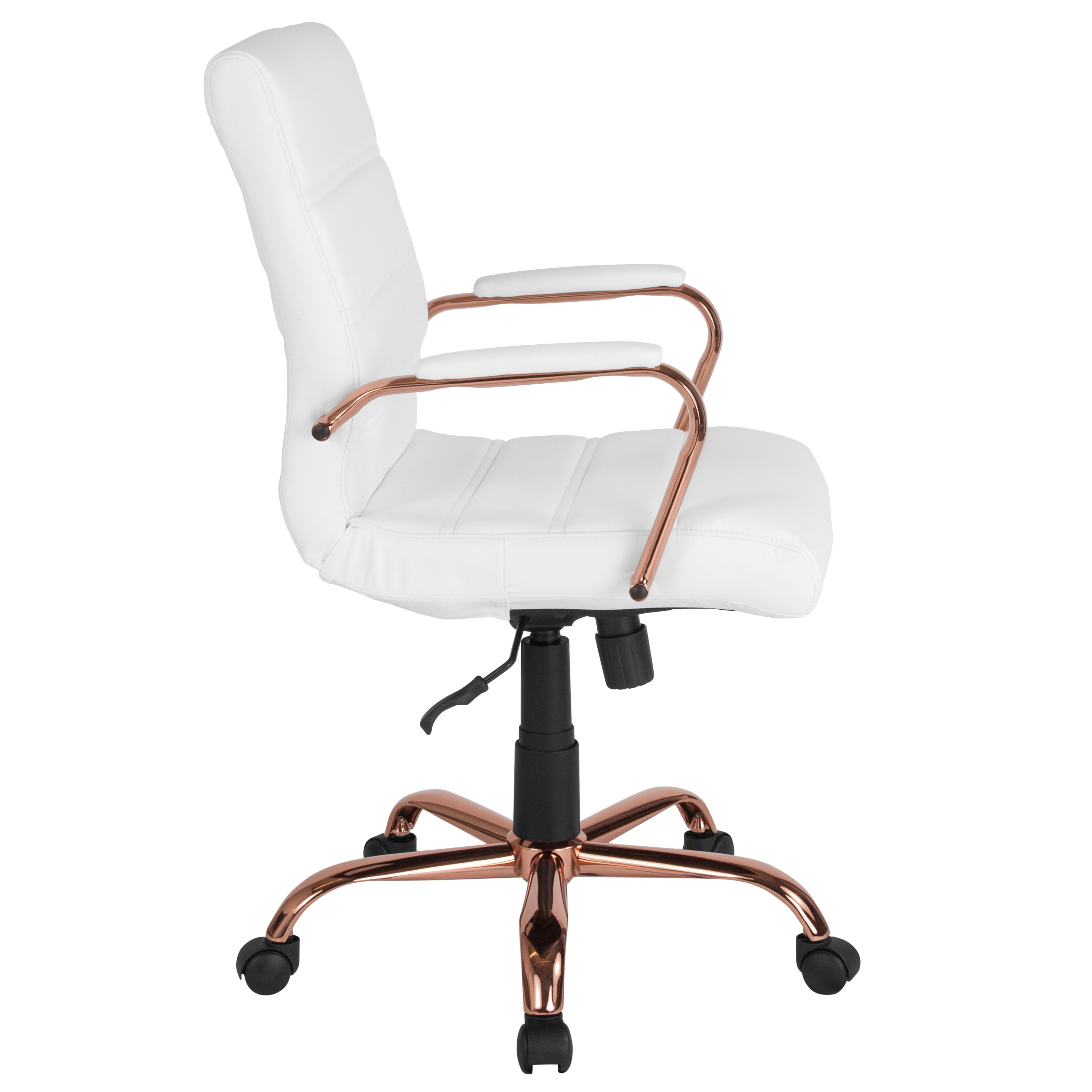 white leather rose gold office chair