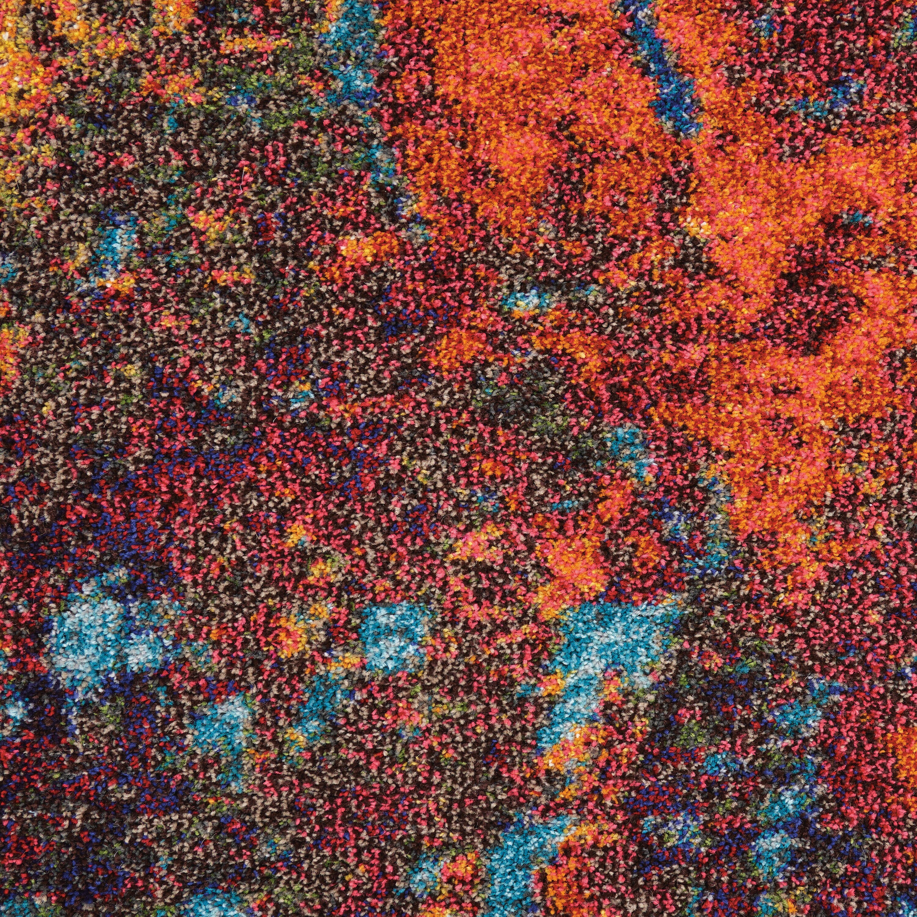 Atlantic Abstract Blue and Orange Synthetic Rug 7'10" x 10'6"