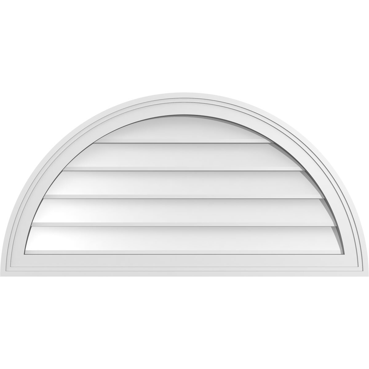 Ekena Millwork GVPHR34X1702SN 34-Inches x 17-Inches Off-white Half round PVC Gable Louver Vent