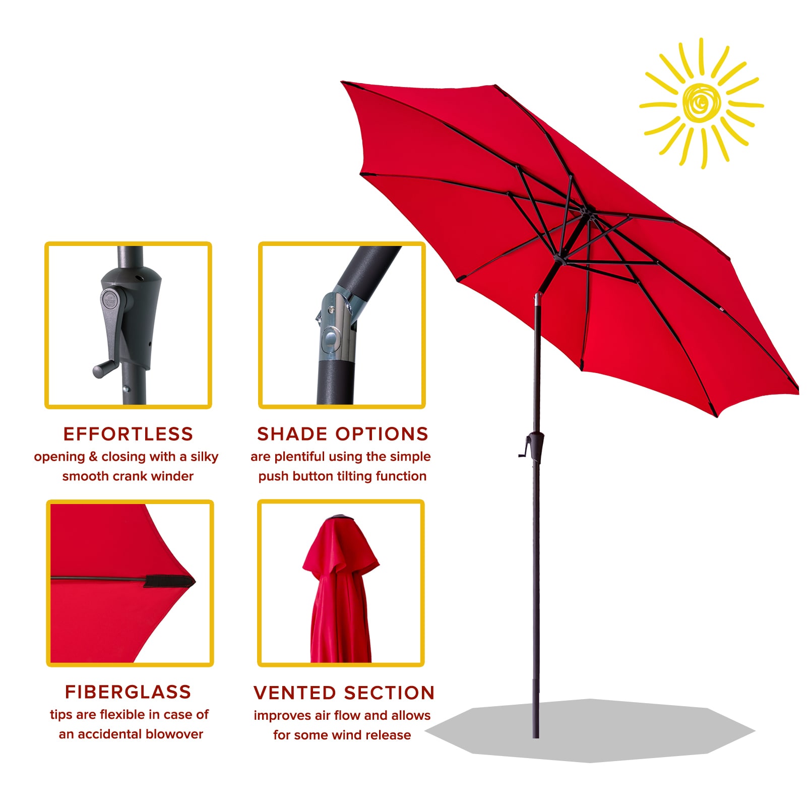 FLAME&SHADE FS11RED Umbrellas-2 - View #2