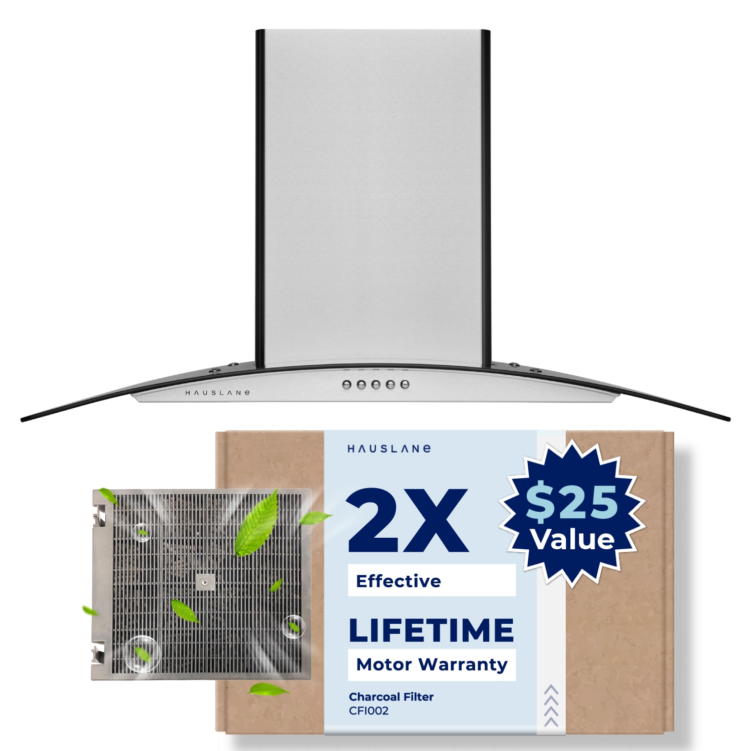 Hauslane WM-600SS-36 36 inch Convertible 350-CFM Stainless steel Wall-Mounted Range Hood