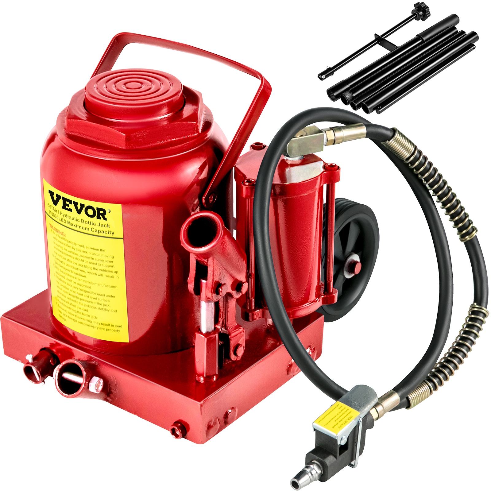 VEVOR QJD50TSTSYYGS0001V0 Red 50-Ton Steel Hydraulic Bottle jack