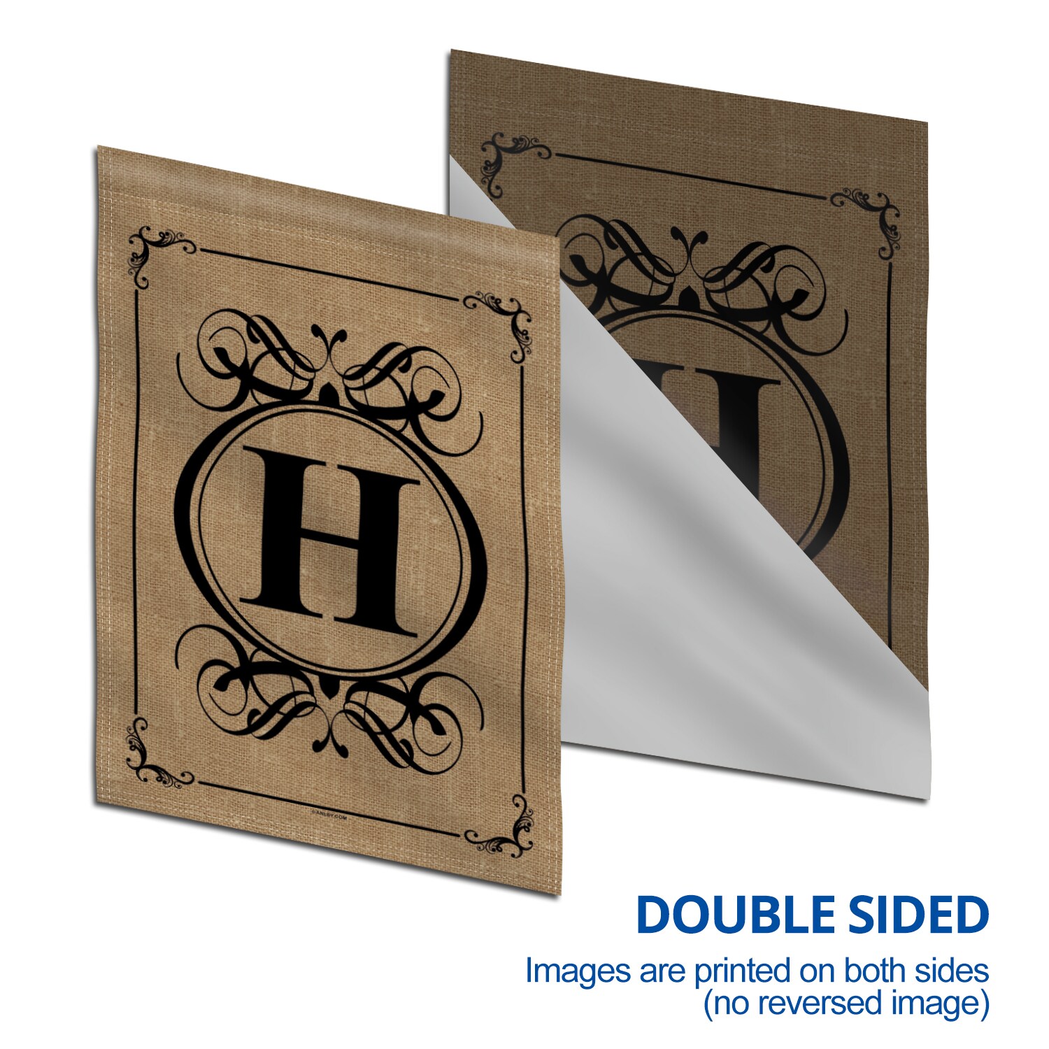 Monogram Letter H Black and Beige Garden Flag