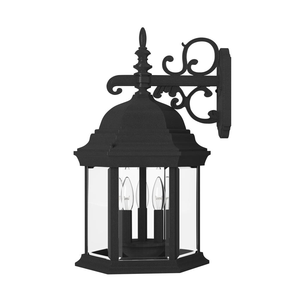 Erving Black Aluminum and Steel Outdoor Wall Lantern