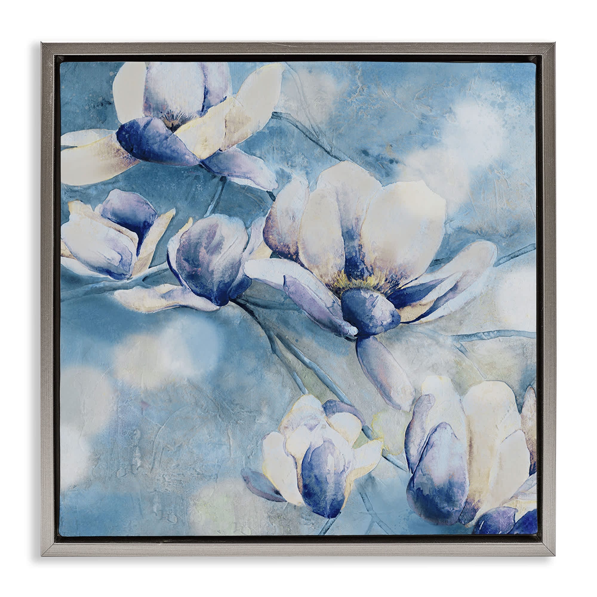 Stupell Industries BS-279-FFL-17X17 Blue Flowers and Bokeh Floating Frame design by Carol Robinson