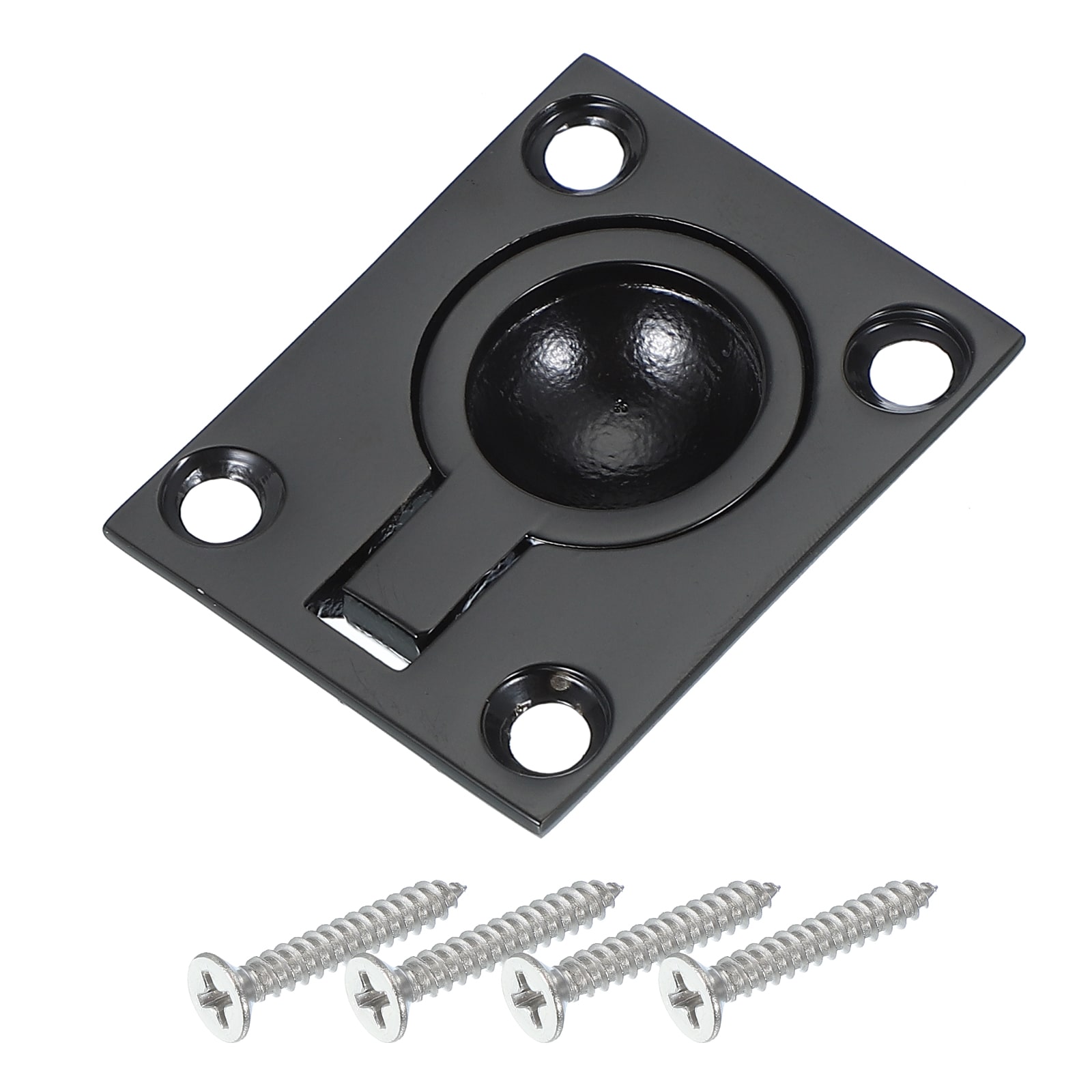 PATIKIL 1-7/8inchx1-1/2inch Flush Pull Ring Handles 316 Stainless Steel Square Recessed Door Pull Hidden Boat Hatch Latch with Screws for Marine Yacht Furniture Black