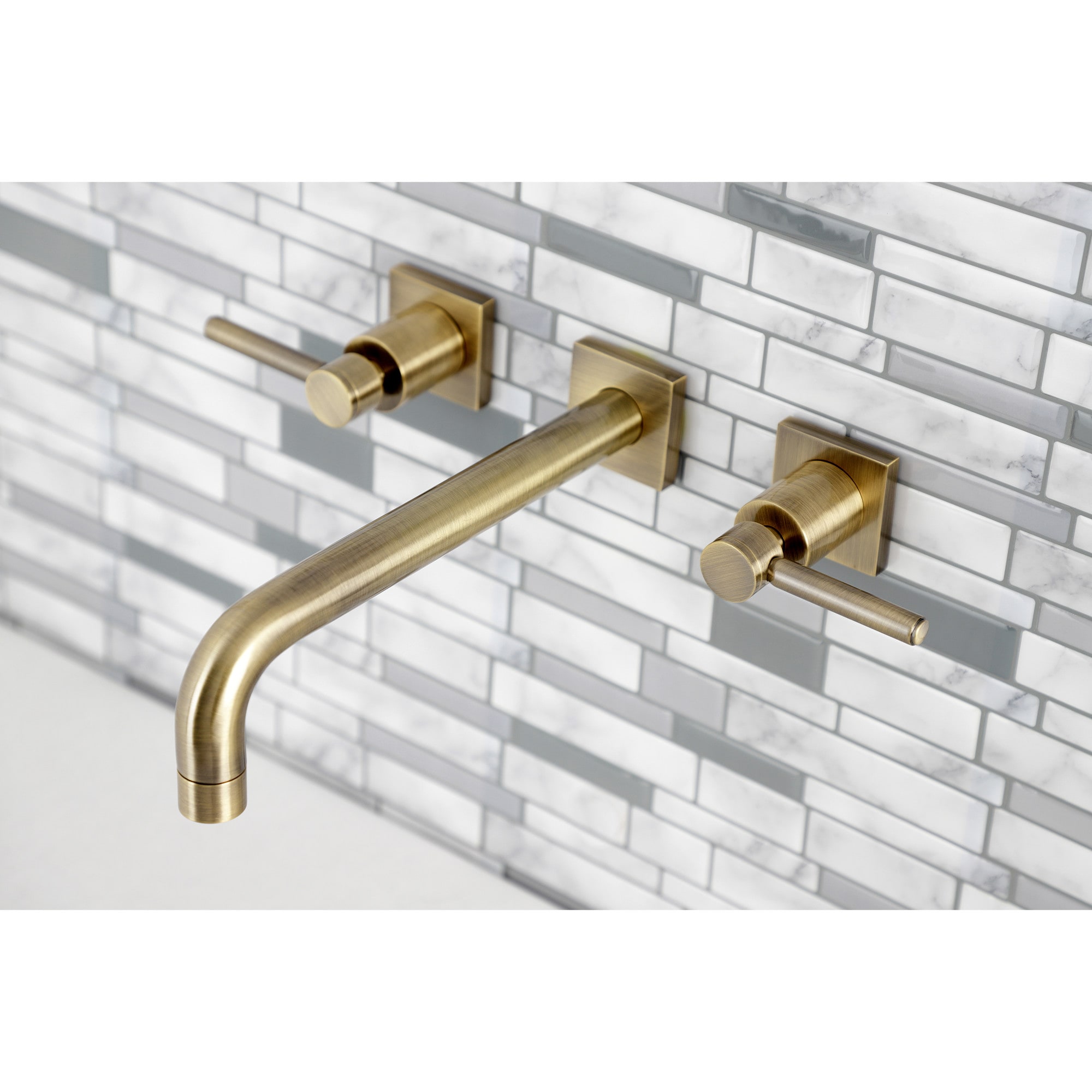 Kingston Brass WLKS6023DL Concord Antique brass 2-handle Wall-mount Low-arc Bathtub Faucet ( Valve Included )