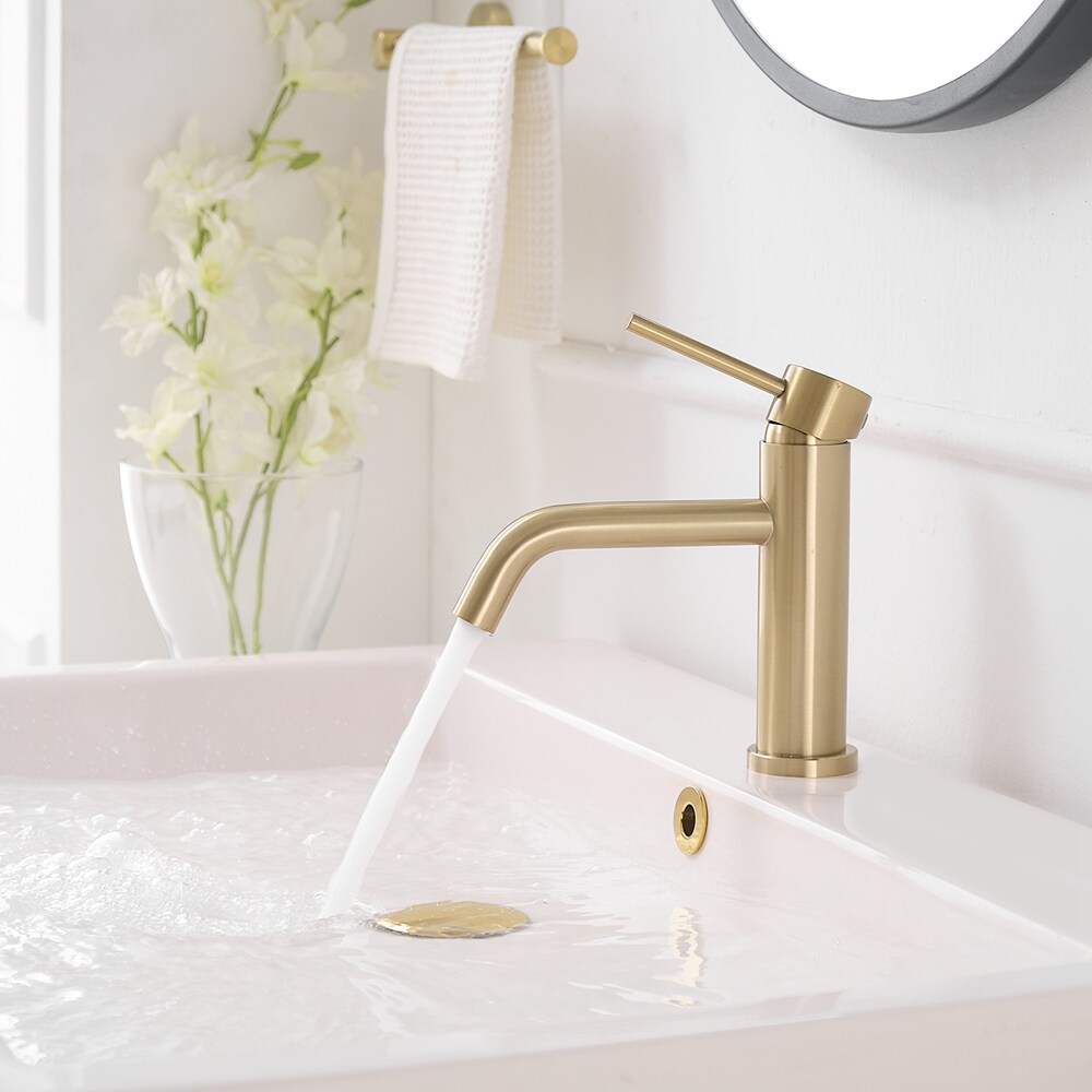 Brushed Gold Single Handle Deck-Mounted Bathroom Faucet