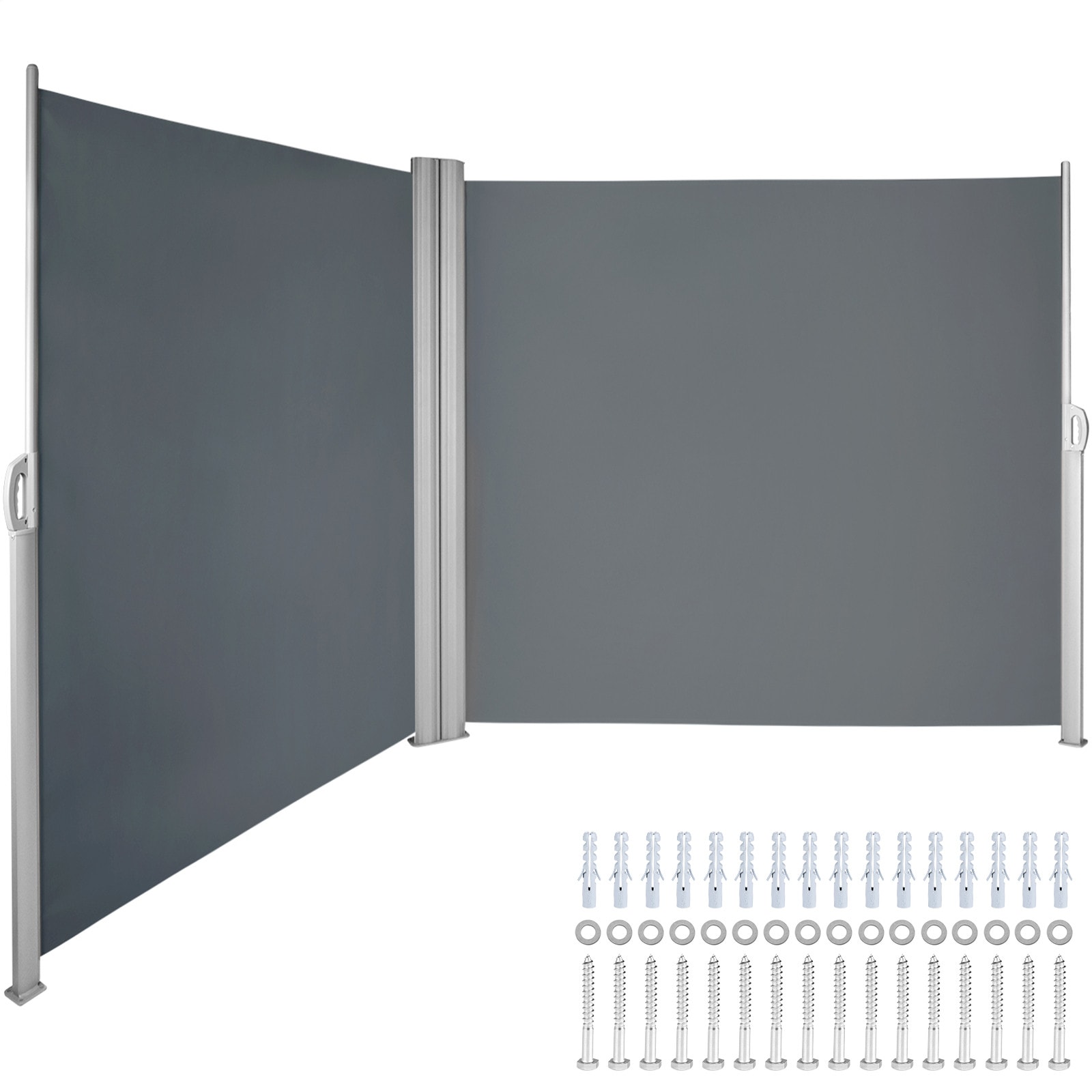 VEVOR 236-Inches Wide x 63-Inches Projection x 63-Inches Height Aluminum Alloy Solid Manual Retractable Patio Awning #ZYPF160X600CMBK01V0