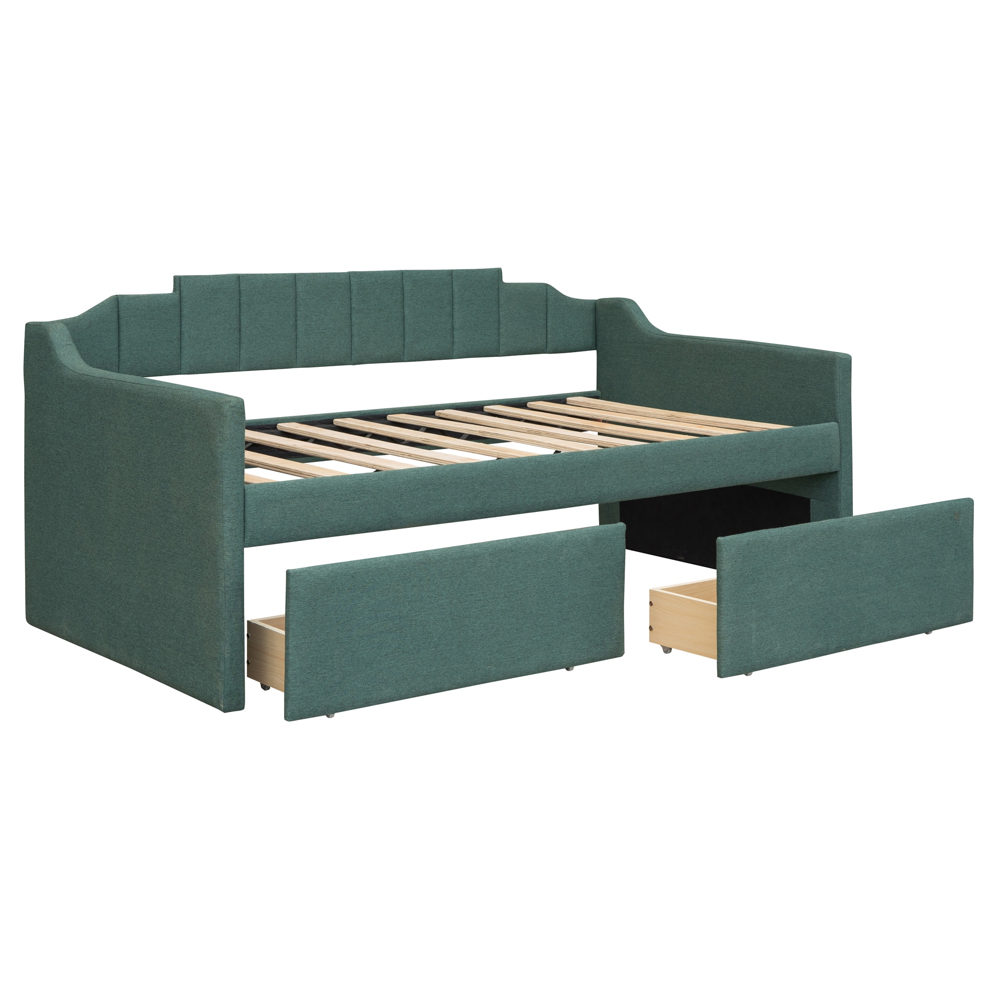 CASAINC BJC-WF-JW00423201 Twin daybed with 2 drawers Green Twin Wood Bed Frame with Storage