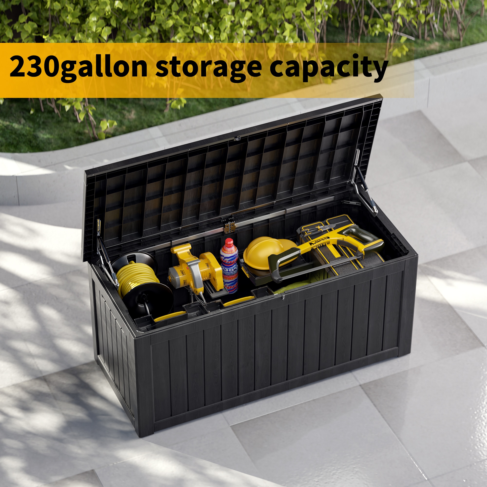 Mondawe MO-180BOX-BK 58-in L x 32-in 230-Gallon Black Plastic Deck Box