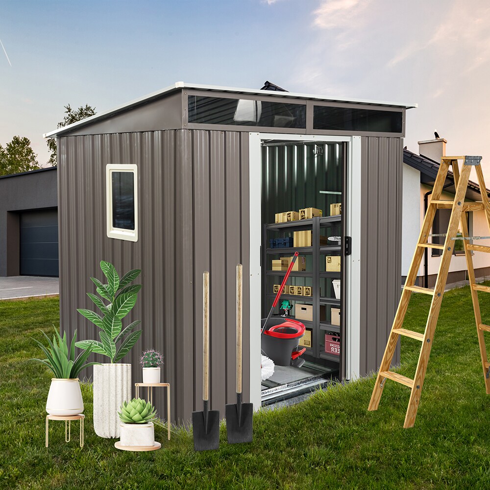 Fun Orange 5-ft x 6-ft Galvanized Steel Storage Shed at Lowes.com