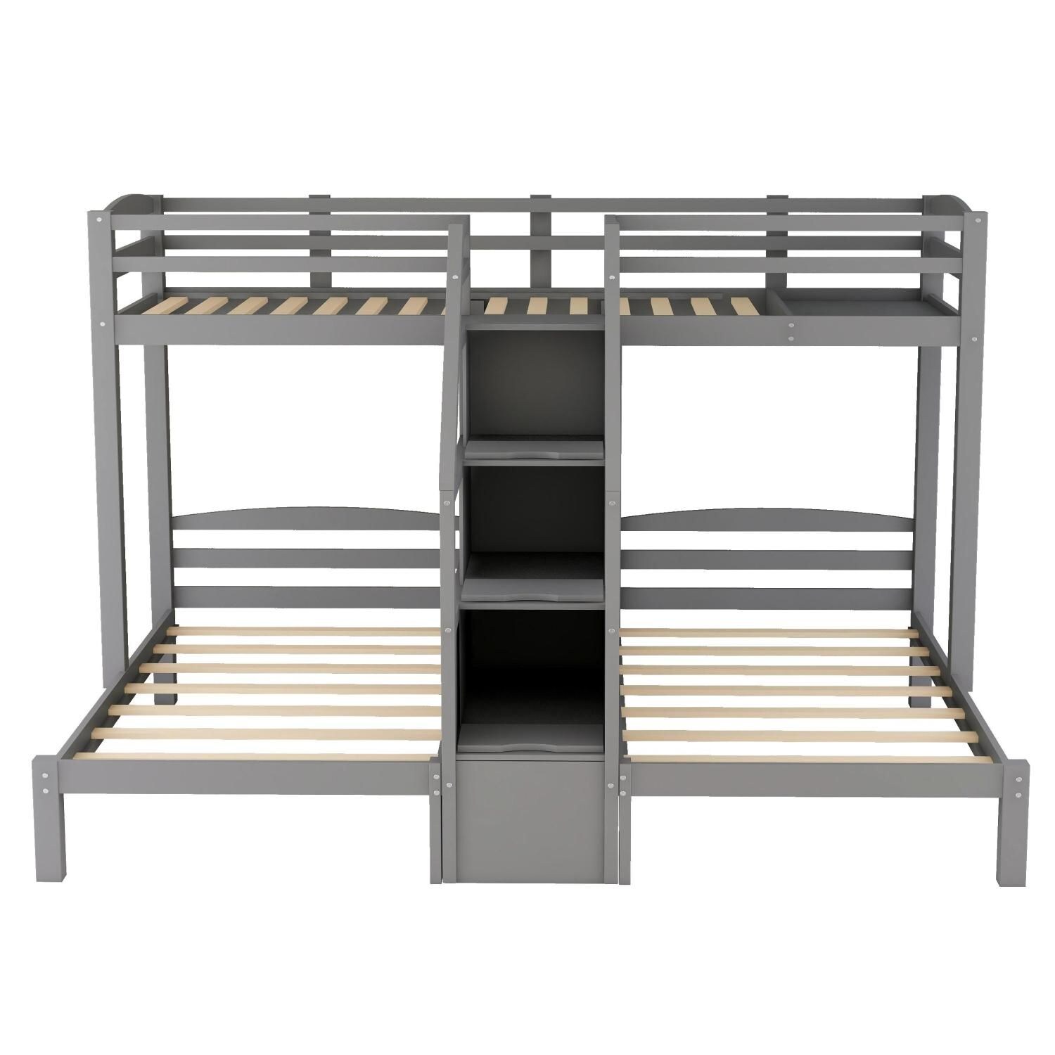 JASMODER Gray Twin Composite Platform Bed with Storage in the Beds ...