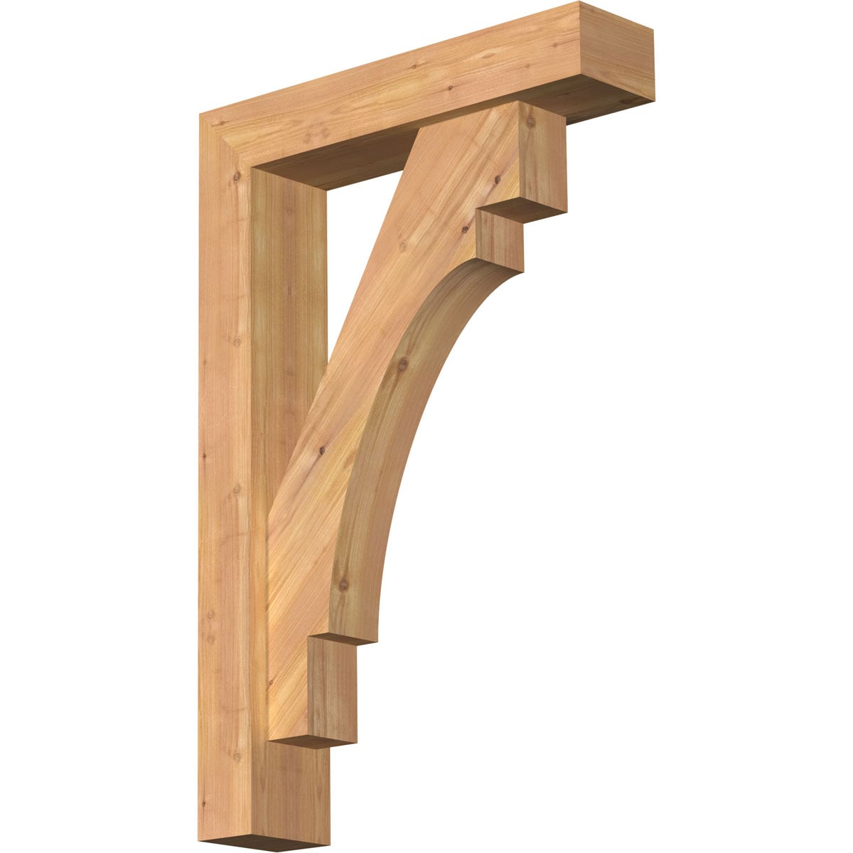 Ekena Millwork 1463148 Merced Block Smooth Bracket with Offset Brace 5-1/2-in x 24-in x 36-in Western red cedar Brown Wood Standard bracket