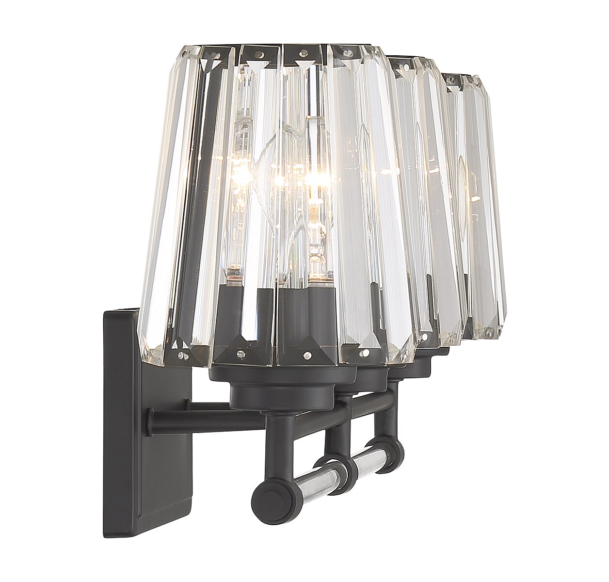 Matte Black 3-Light Vanity with Clear Crystal Shades