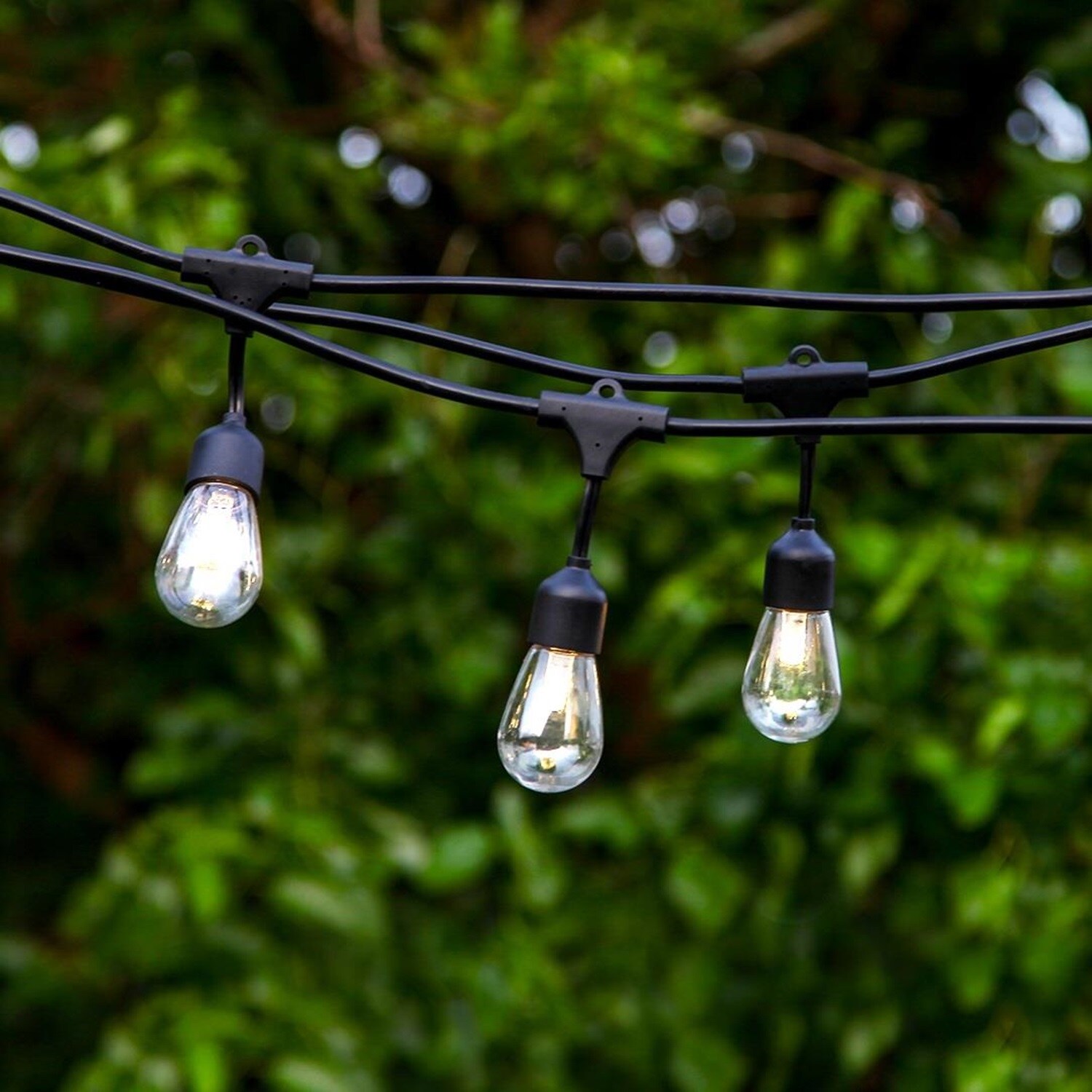 Outdoor 20 ft. Plug-in Electric Edison Bulb Cafe String Lights with 10  Brown Metal Shades