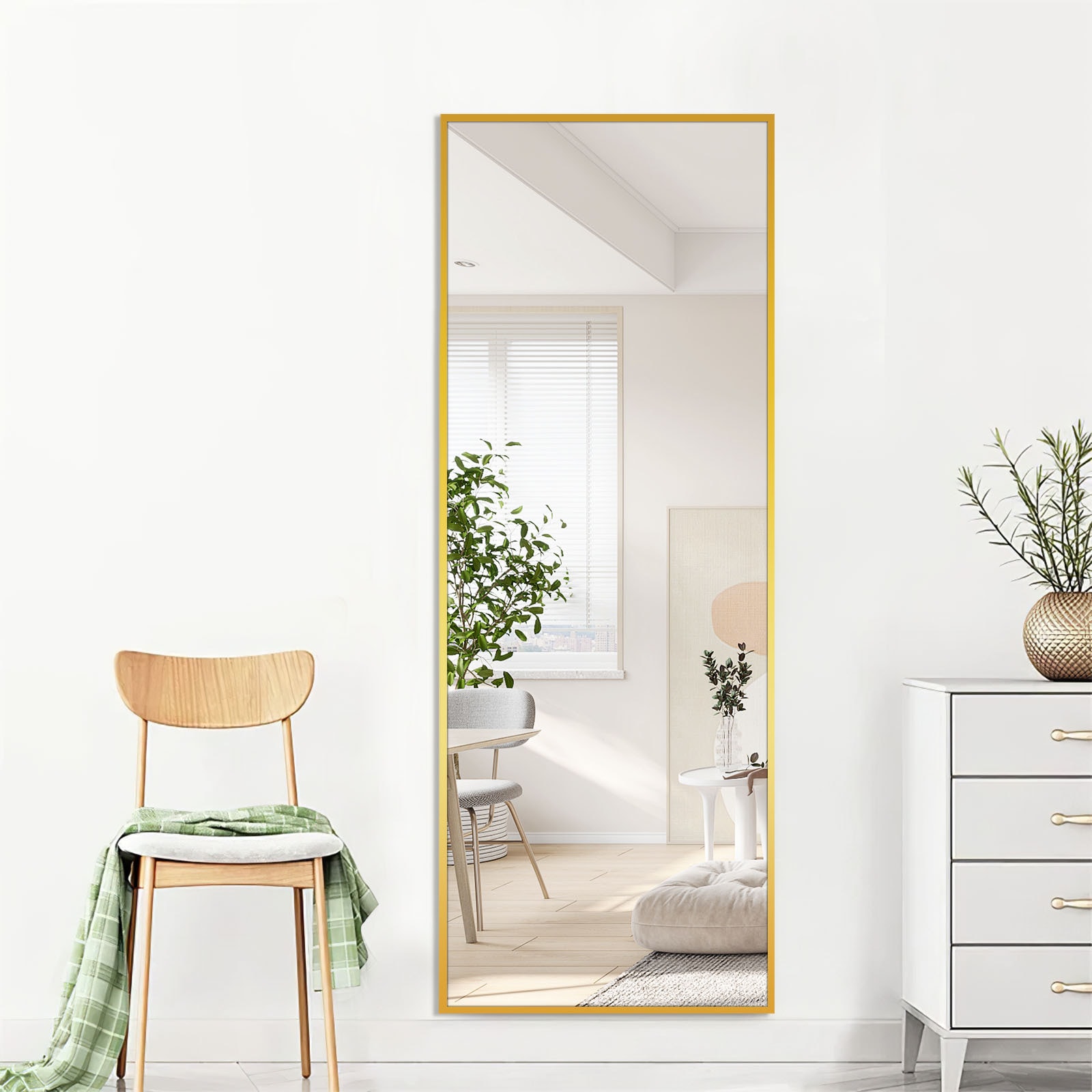 NeuType 16-in W x 51-in H Gold Framed Full Length Floor Mirror at Lowes.com
