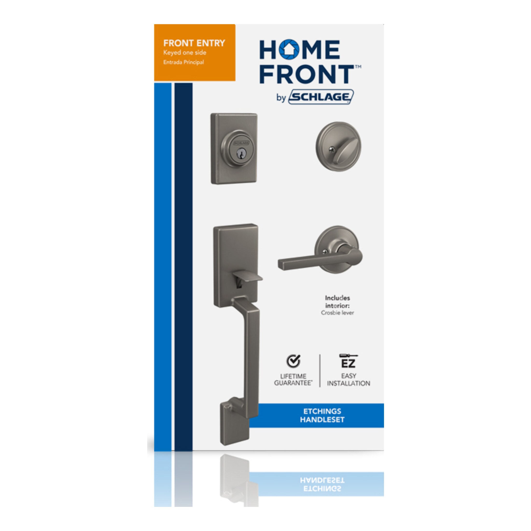 Home Front by Schlage Etchings-Crosbie Satin Nickel Single