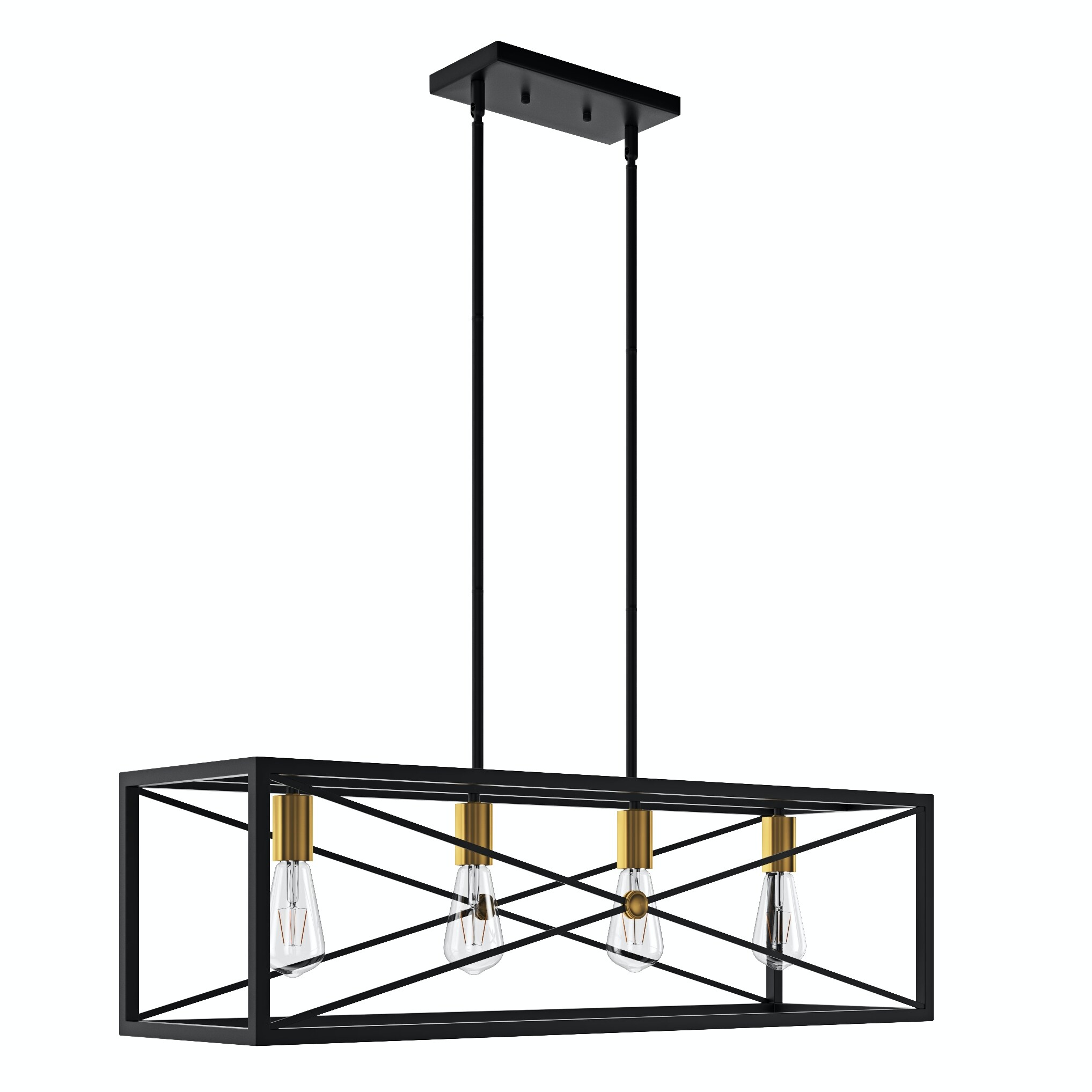 Matte Black Metal 4-Light Kitchen Island Pendant