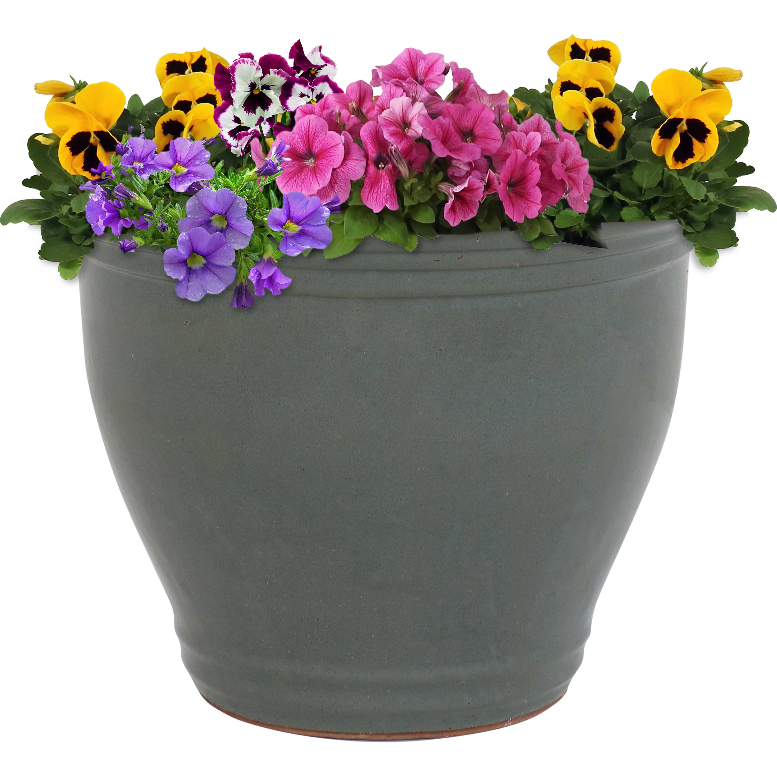 Sunnydaze Decor AP-957 Round 8.5-in W Medium Gray Ceramic Indoor/Outdoor Planter with Drainage Holes