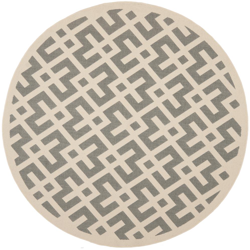 Safavieh CY6915-236-4R Courtyard Chateau 4 x 4 (ft) Loomed Polypropylene Gray/Bone Round Indoor/Outdoor Geometric Coastal Area rug