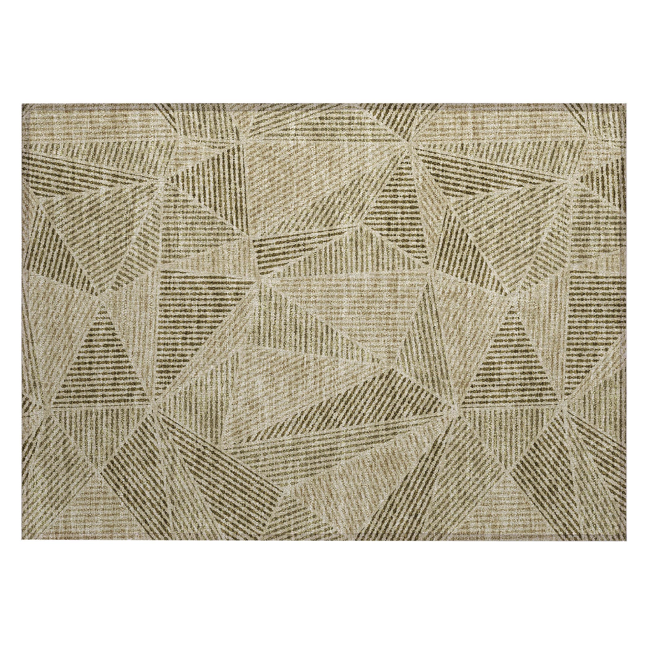 Khaki Flat Woven Synthetic Reversible Rectangular Rug