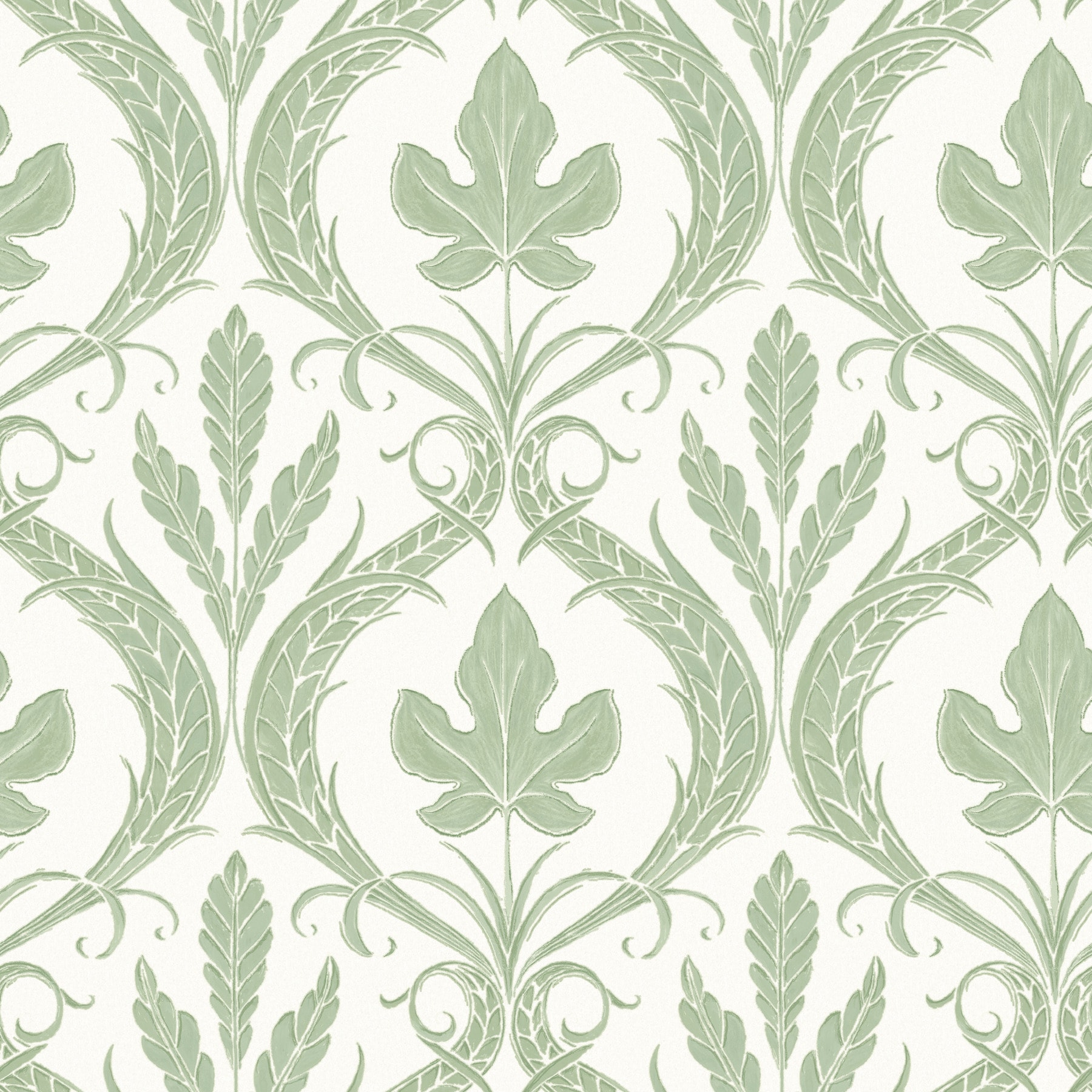 York Wallcoverings DM4921 Damask Resource Library 56.4-Sq. Feet Green Non-woven Damask Prepasted Water Activated Paste Wallpaper