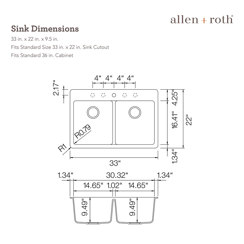 allen + roth Deforest Collection Dual-mount 16-in x 20-in Nero Granite  Single Bowl 3-Hole Kitchen Sink in the Kitchen Sinks department at