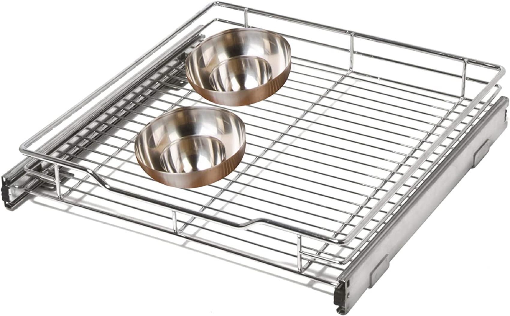 Smart Design Medium Steel 2-Tier Pull Out Cabinet Shelf - Chrome