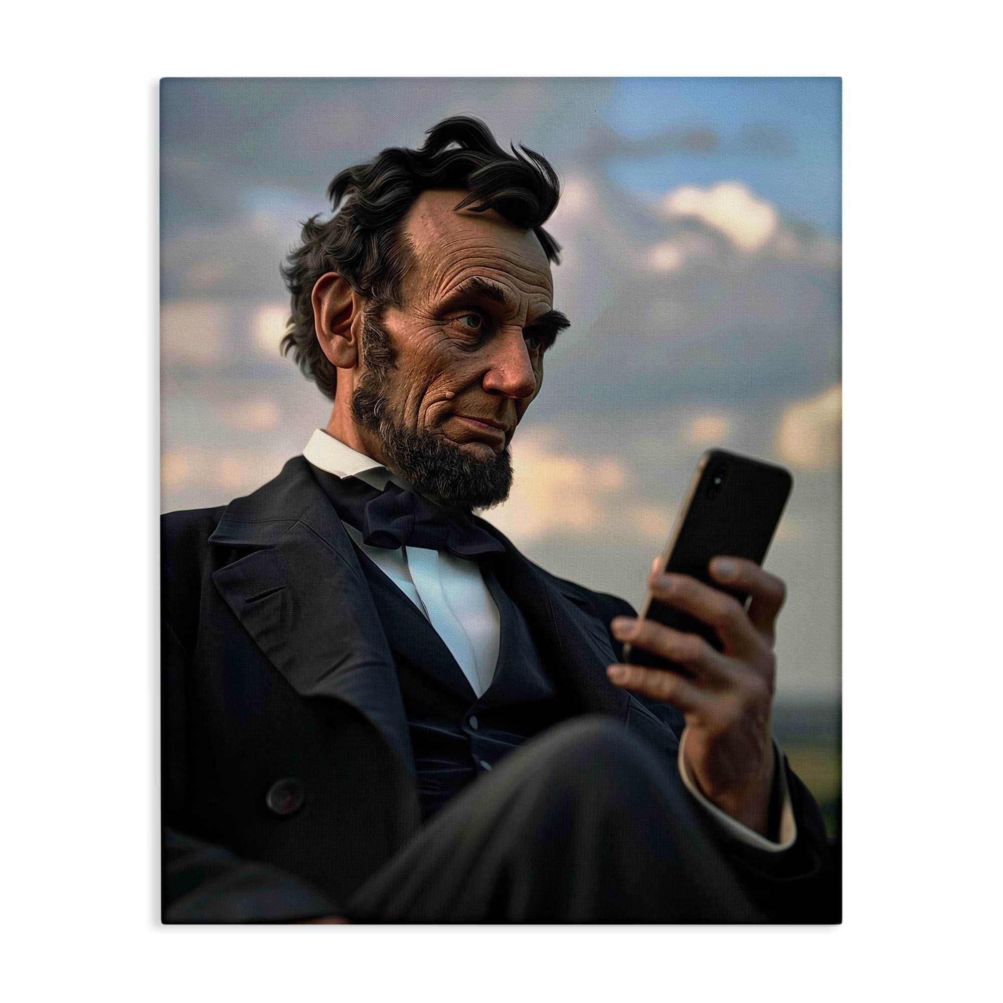 Stupell Industries BT-282-CN-16X20 Abe Lincoln with Cellphone Canvas design by Michael McKinney