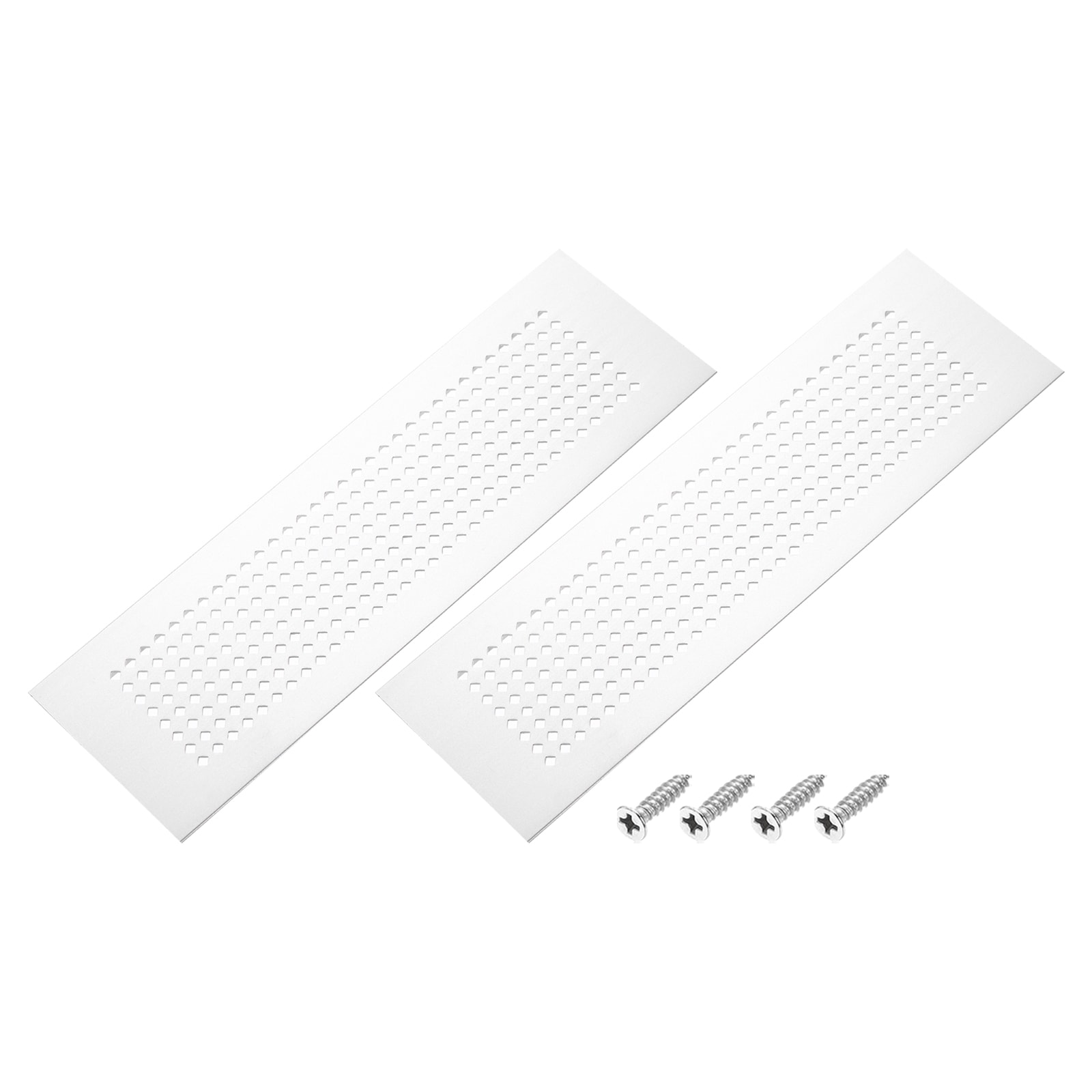 PATIKIL 12 x 3inch Door Air Vent Cover 2pcs Aluminum Grille Ventilation Cover Louvered Diamond Hole with Mounting Screws for Cabinet Wardrobe Door Silver #S26012101UX2261