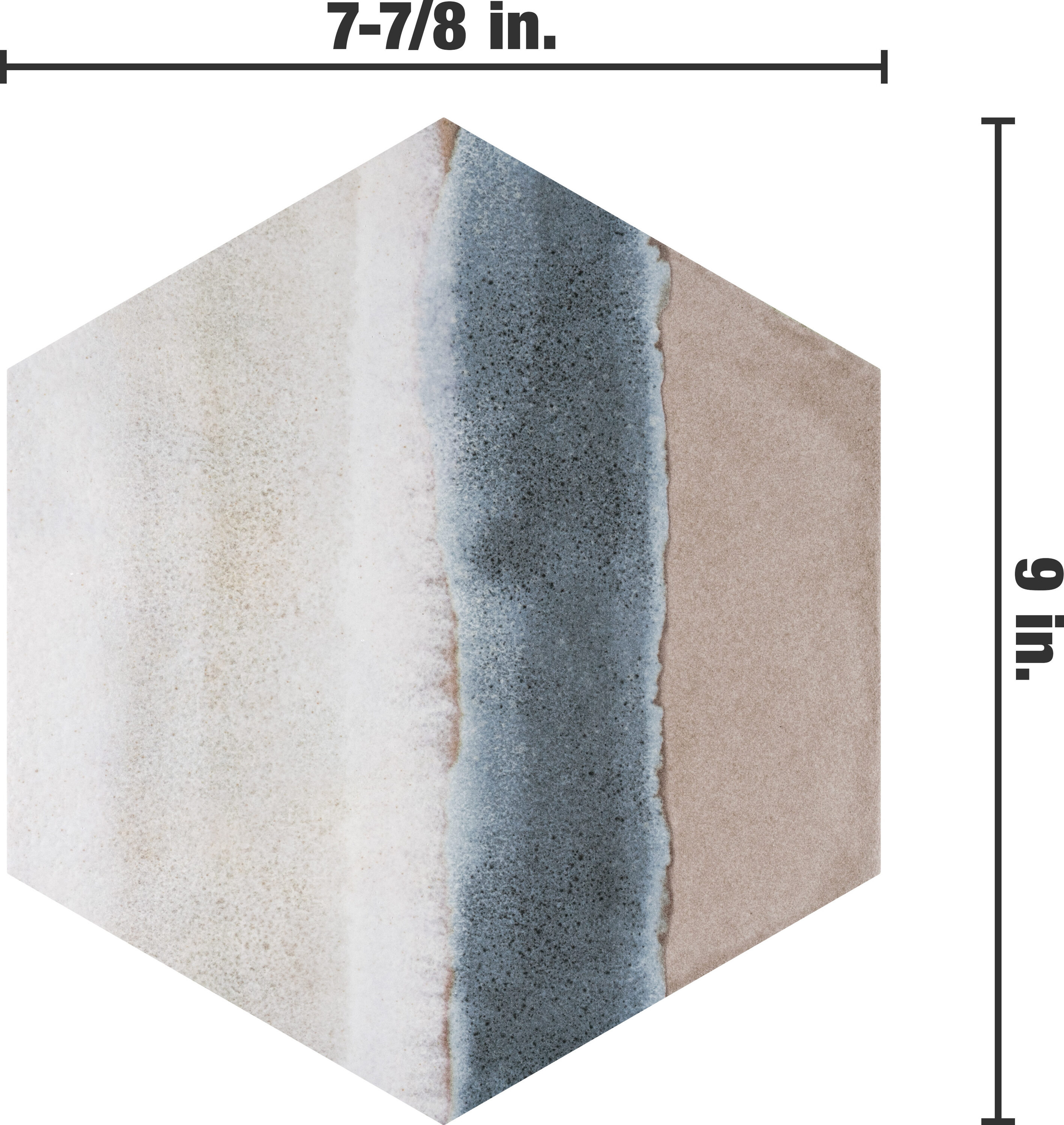 Taupe and Blue Hexagon Porcelain Floor and Wall Tile