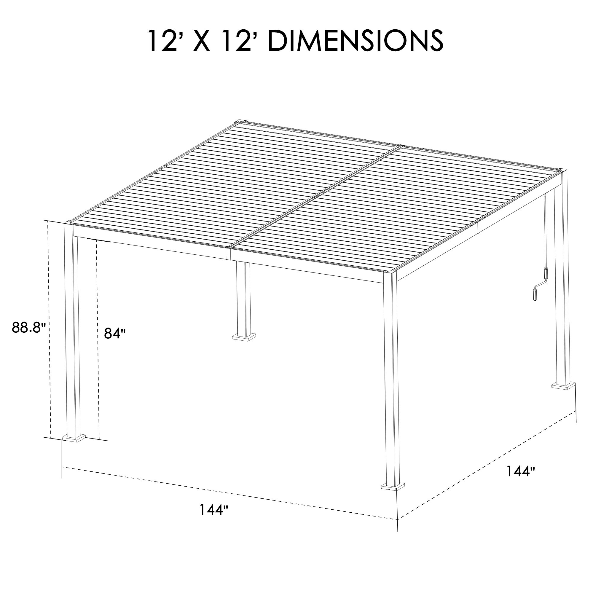 Kozyard pergola 12ft W x 12ft L x 7ft 3in H White Metal Attached