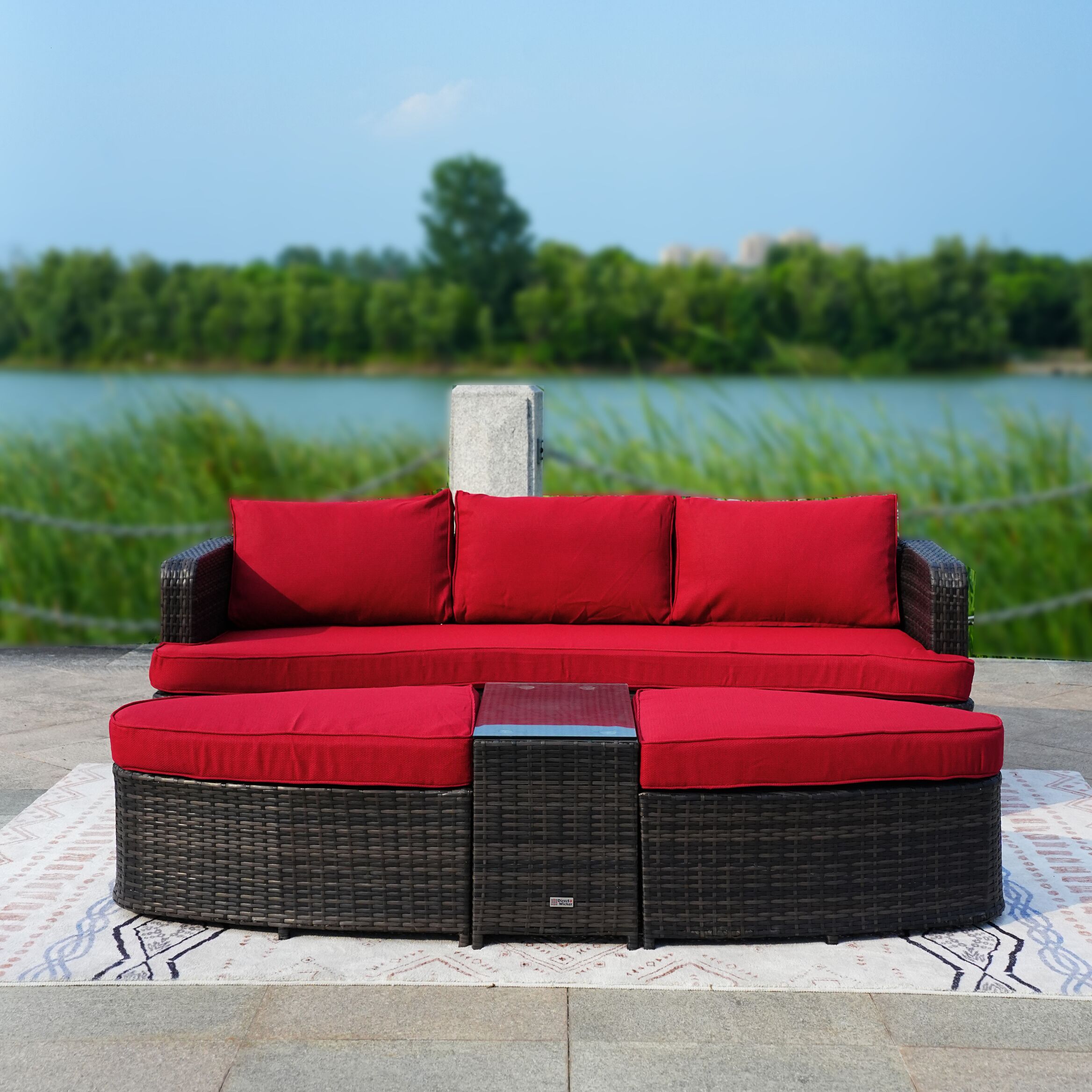 Moda Furnishings PAL-1202BR-RED Patio-Conversation-Sets - View #2