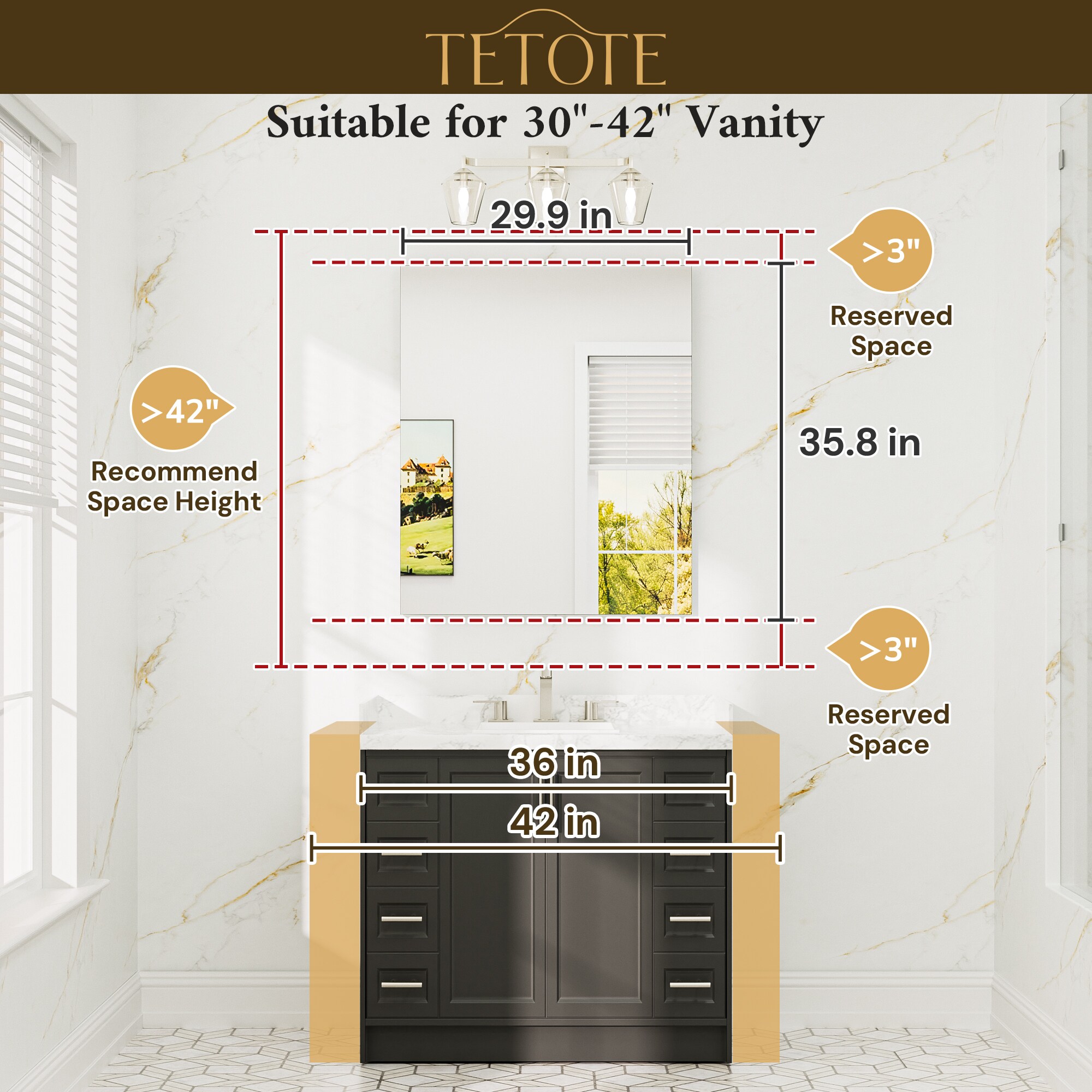 TETOTE LSC-TE-3036-B77 Framed-Bath-Mirrors - View #3