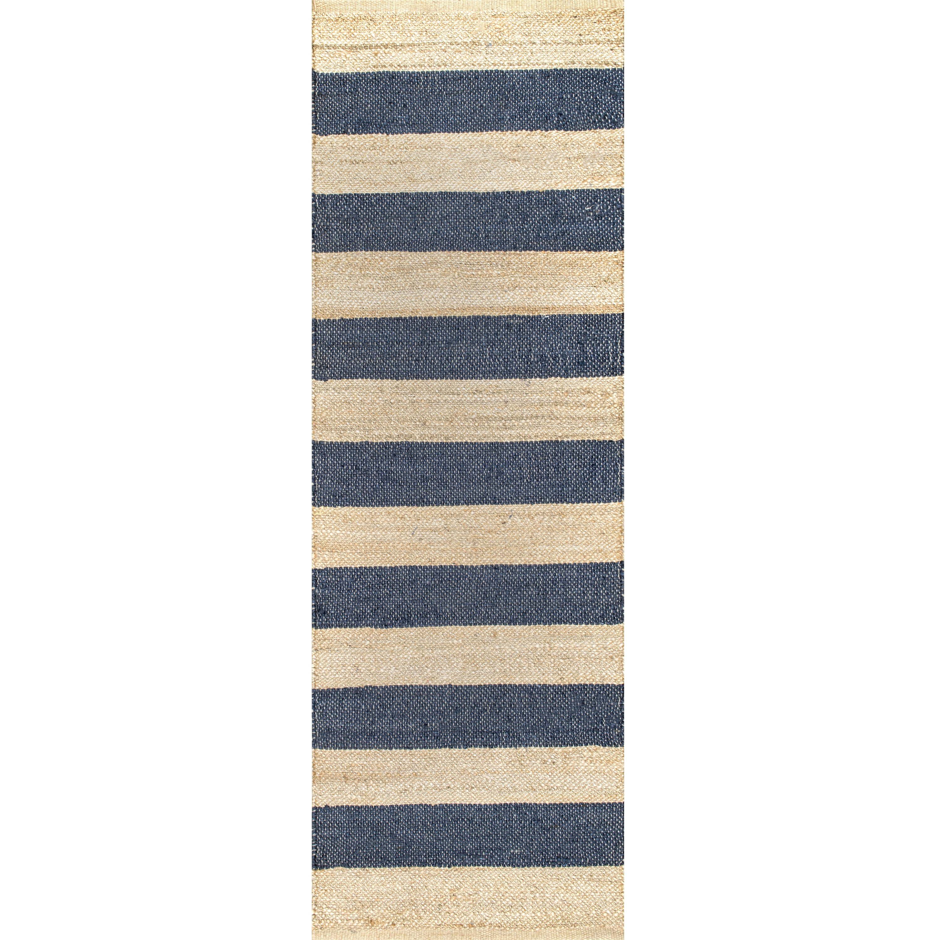 nuLOOM TADR03B-2606 Alisia 2 x 6 (ft) Jute Denim Rectangular Indoor Stripe Runner rug