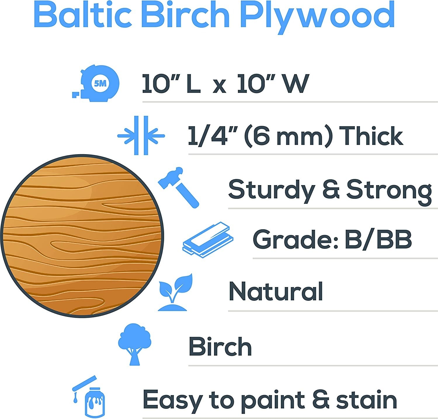 Consmos Baltic Birch Plywood 3mm 1/8 Plywood Sheets 12 x 12 Thin Wood  B/BB Grade Baltic Birch, Pack of 8 Plywood Board Perfect for Arts and  Crafts