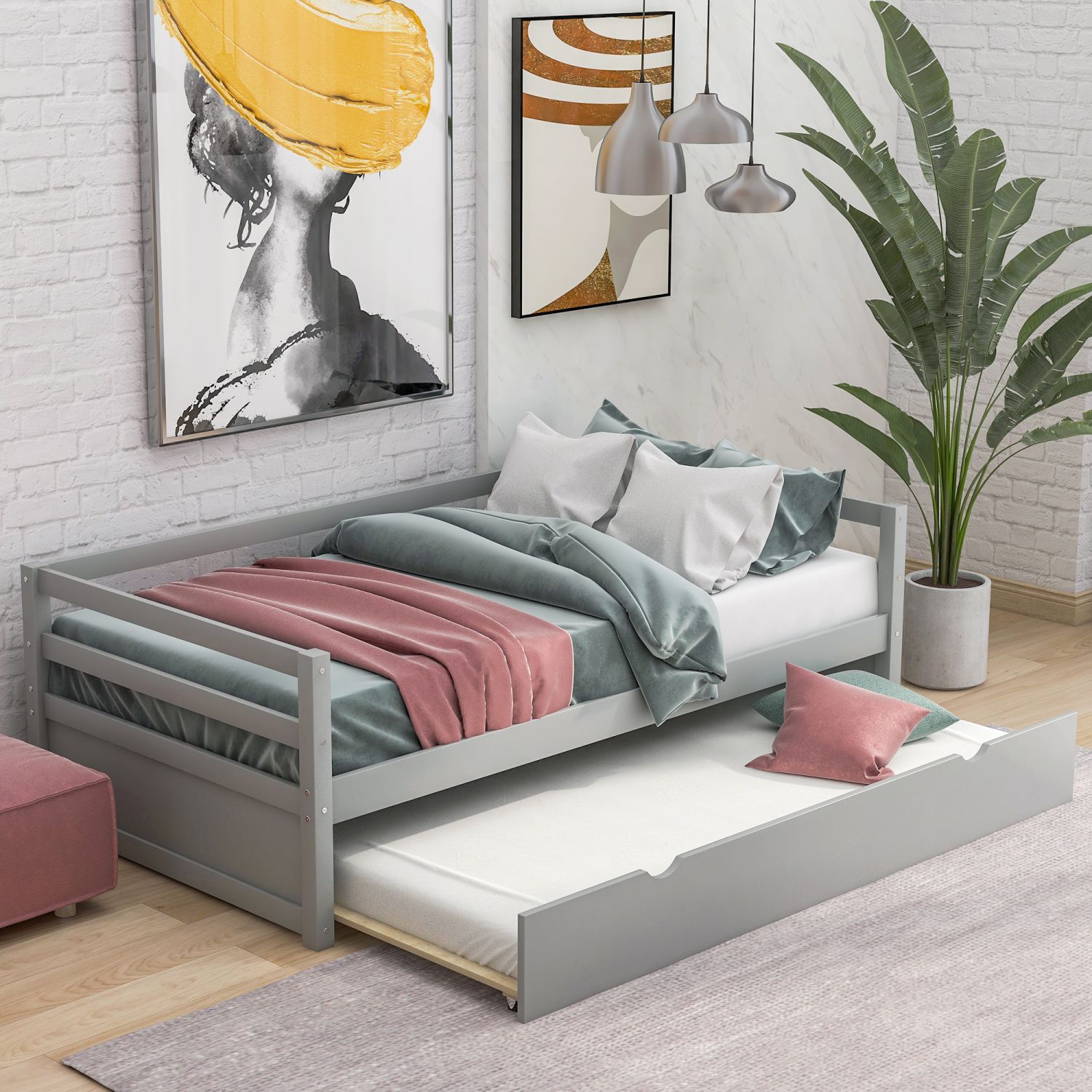 JASMODER WF191421AAE Gray Twin Composite Platform Bed