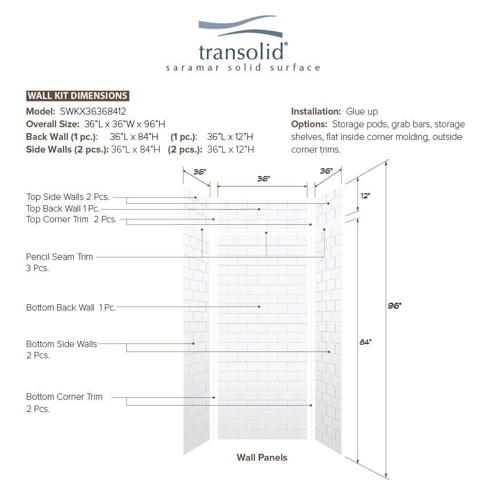 Transolid SWKX36368412-21 Shower-Wall-Surrounds - View #7