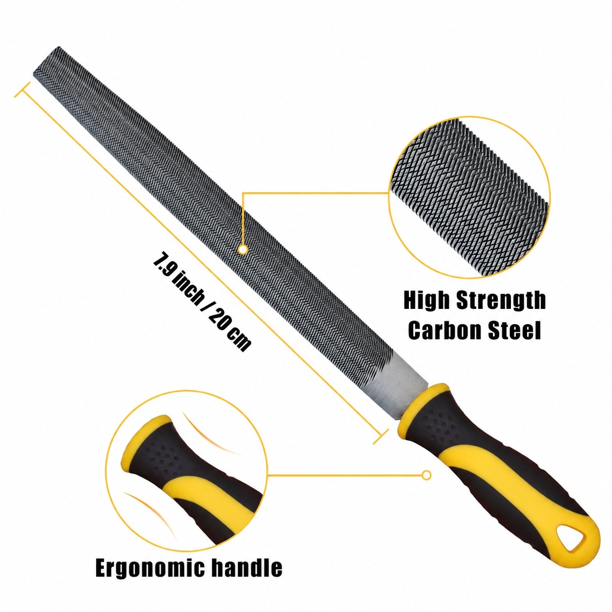 Linder Group Inc Metal File Set 3 Piece 8 Inch Carbon Steel Flat Half ...